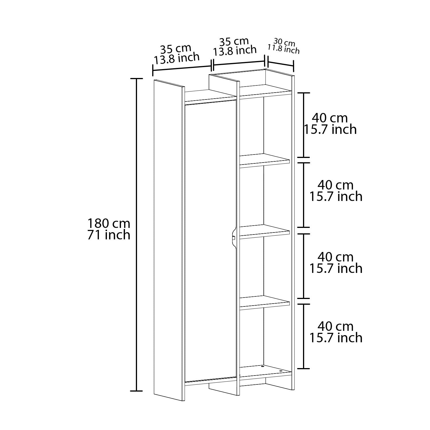 Estante de livros – 70 cm x 180 cm x 30 cm – Carvalho – Painel de partículas revestido a melamina