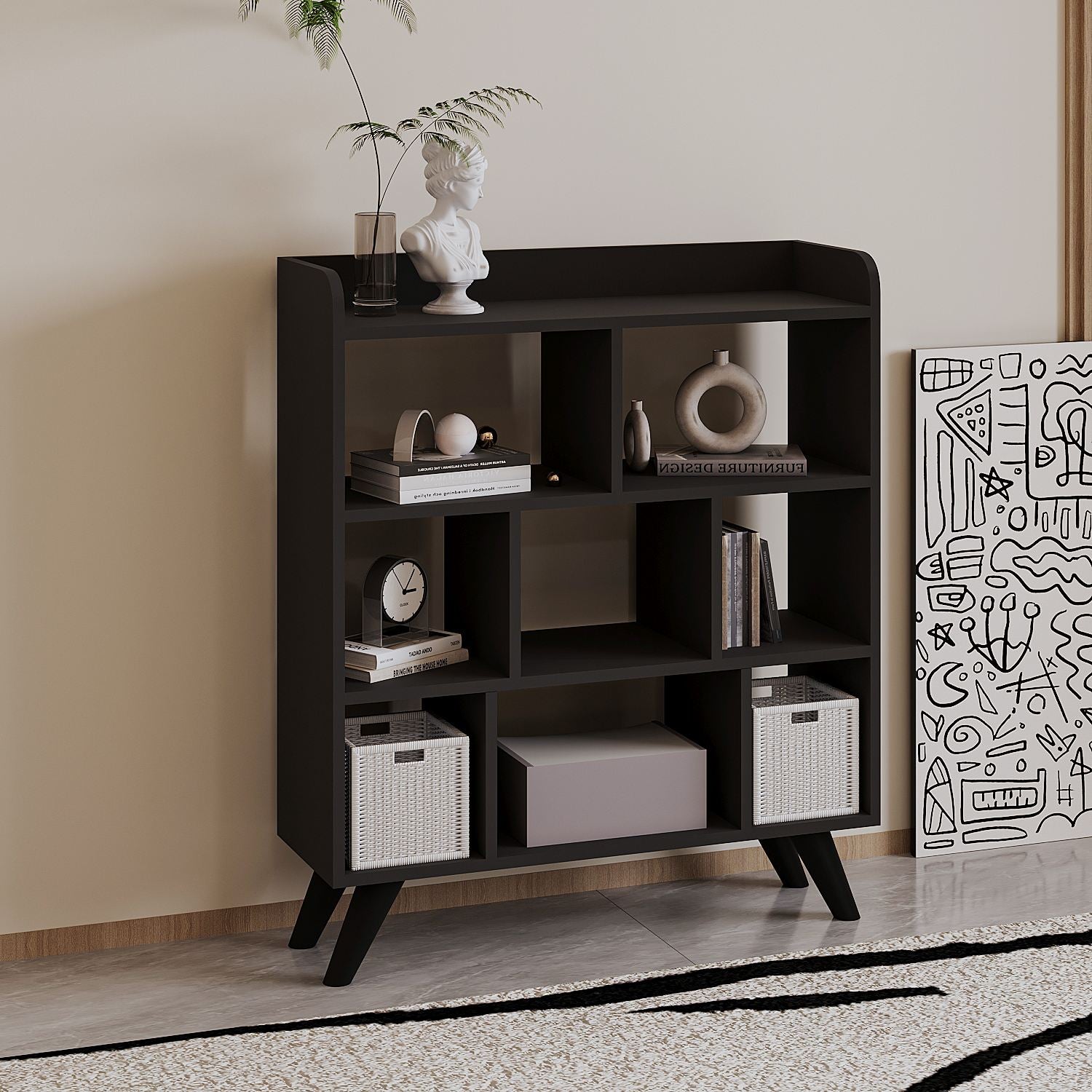 Estante de livros – 90cm x 105cm x 30cm – Antracite – Madeira Aglomerada