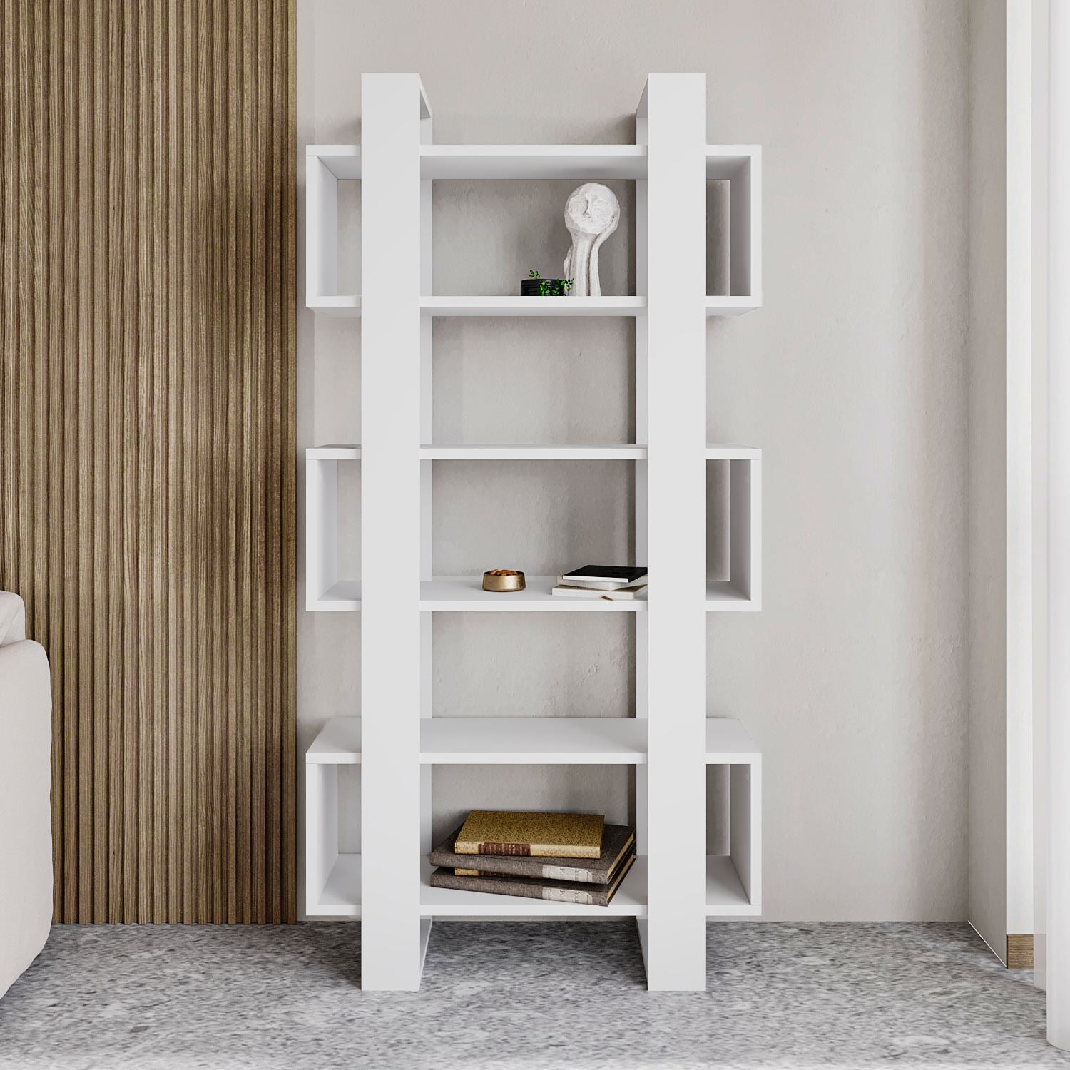 Estante de livros – 80 cm x 160 cm – Branca – Painel de partículas com melamina