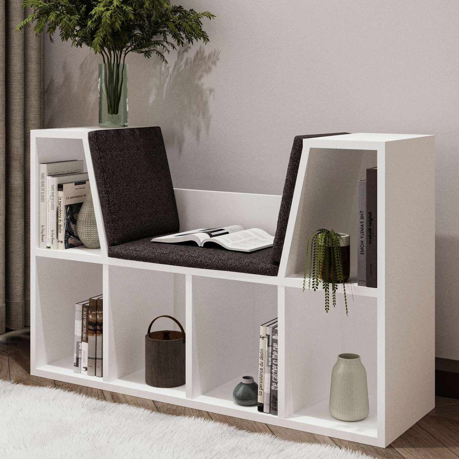 Estante de livros – 103cm x 63cm x 30cm – Branco – Painel de partículas revestido de melamina