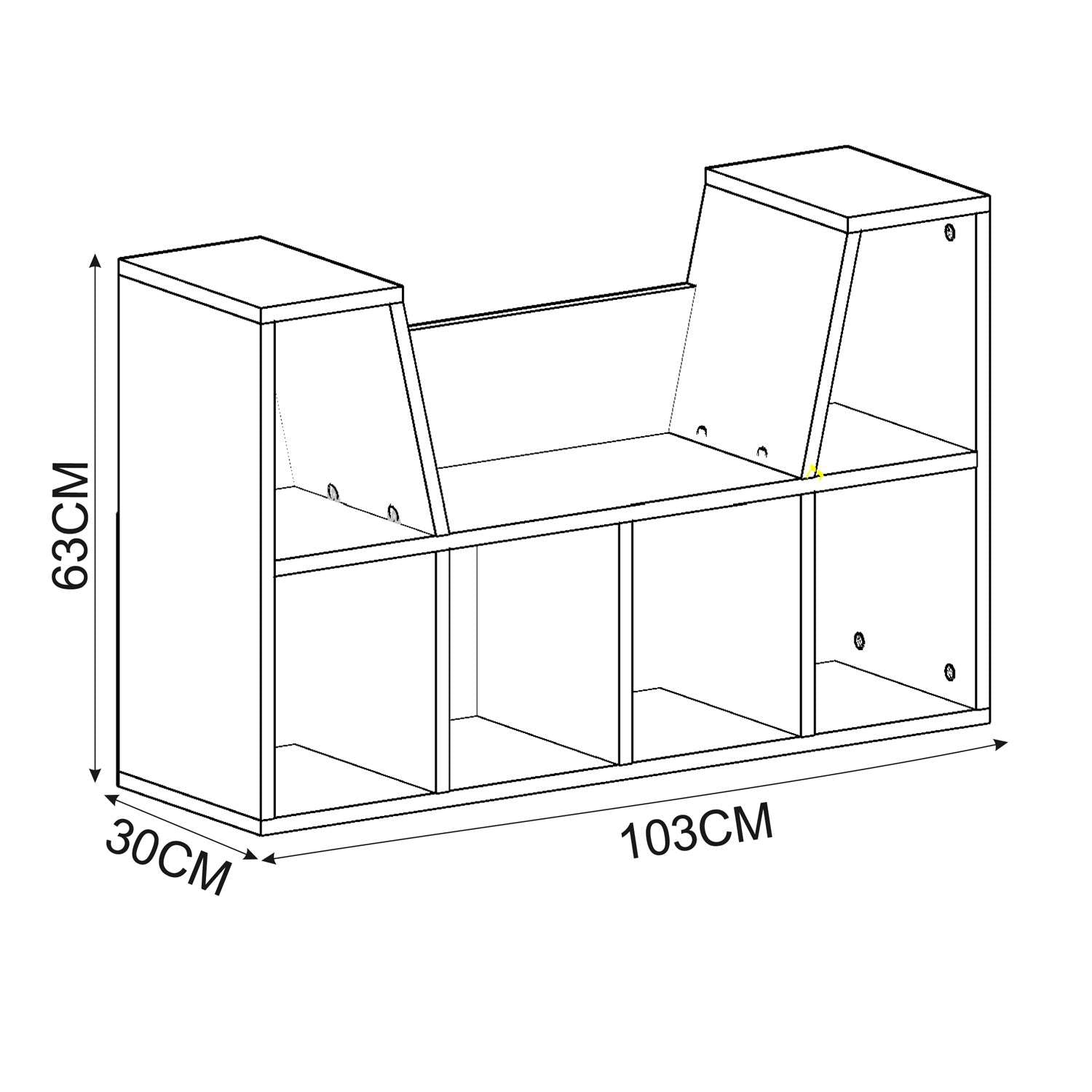 Estante de livros – 103cm x 63cm x 30cm – Antracite – Madeira Aglomerada Revestida de Melamina