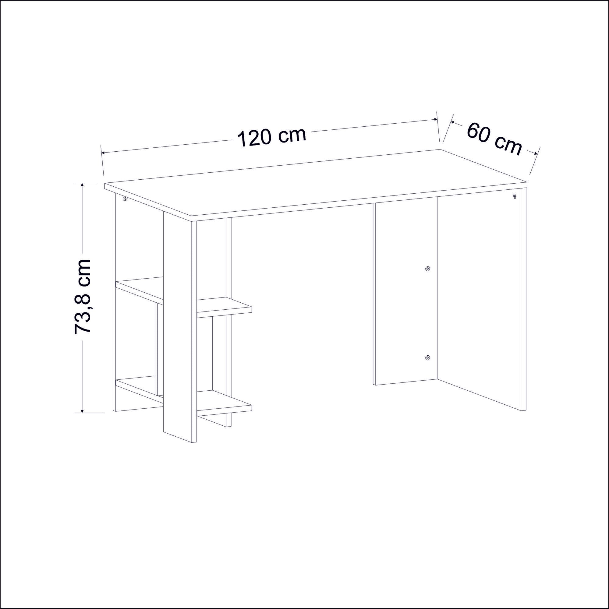 Secretária de Estudo – 120 cm x 73,8 cm x 60 cm – Safira – Painel de Partículas revestido a Melamina