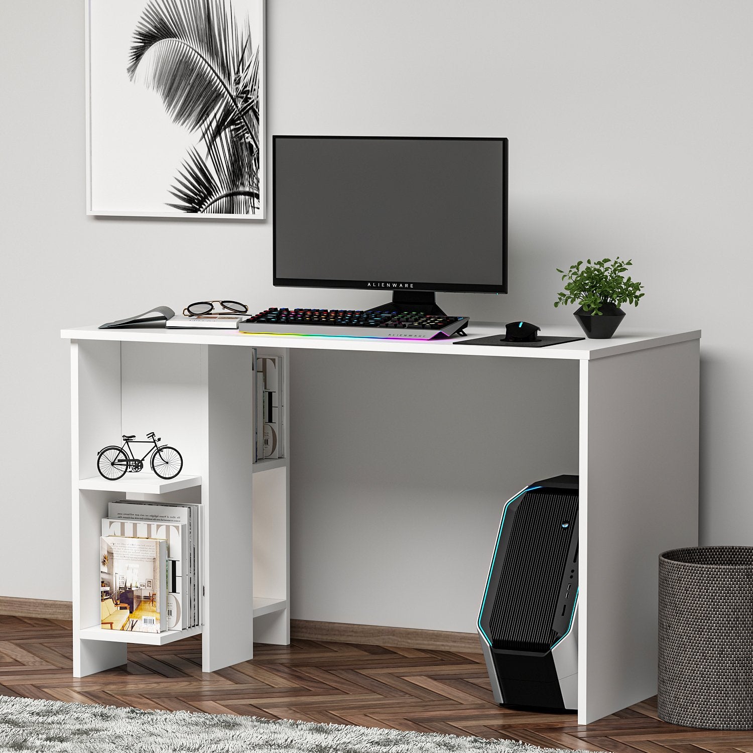 Secretária de Estudo – 120 cm x 73,8 cm x 60 cm – Branco – Painel de Partículas