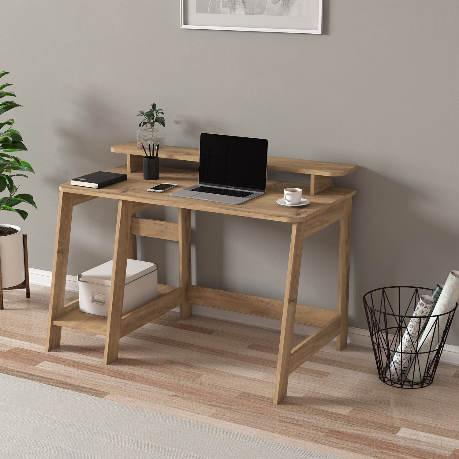 Secretária de Estudo – 120 cm x 73 cm – Carvalho – Melamina