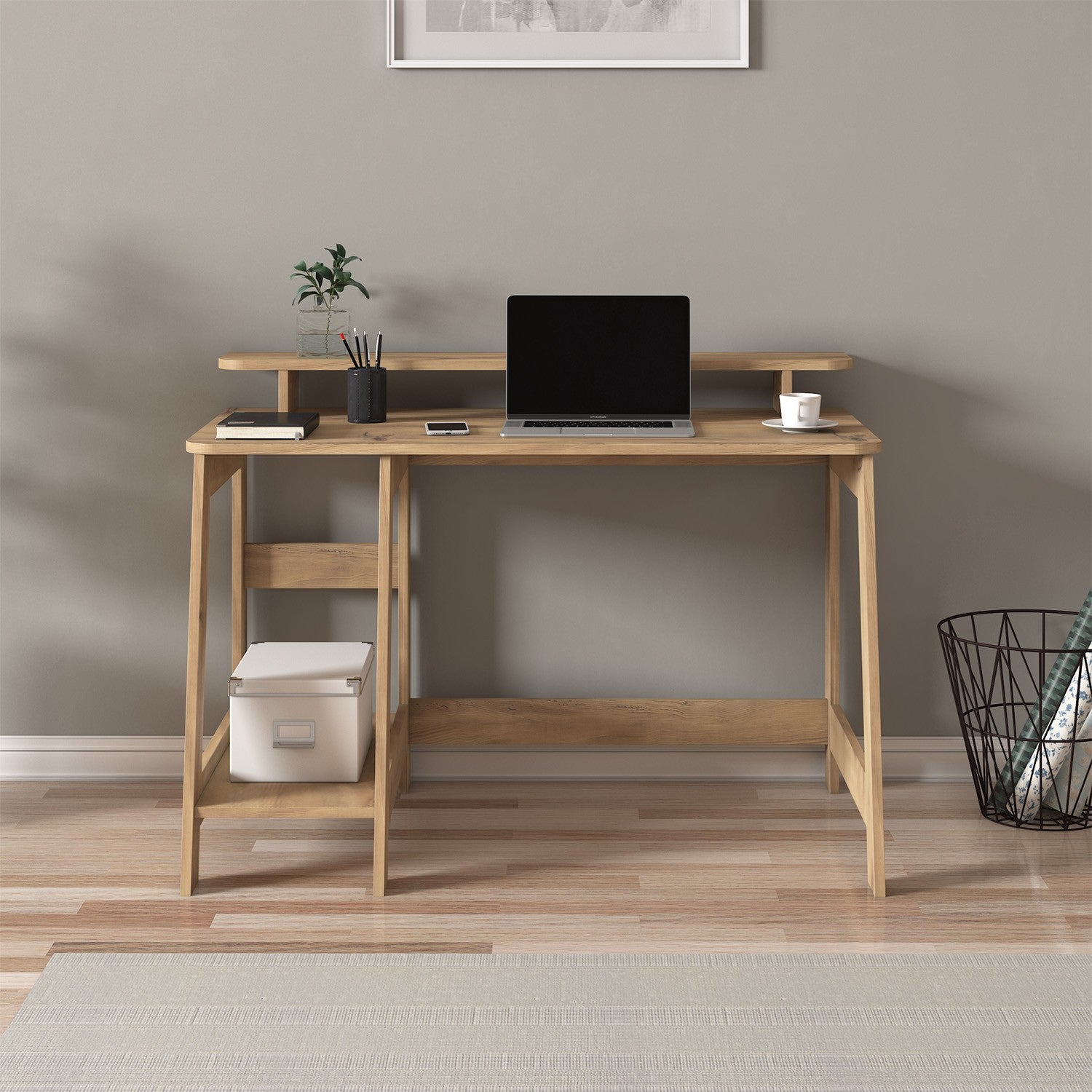 Secretária de Estudo – 120 cm x 73 cm – Carvalho – Melamina