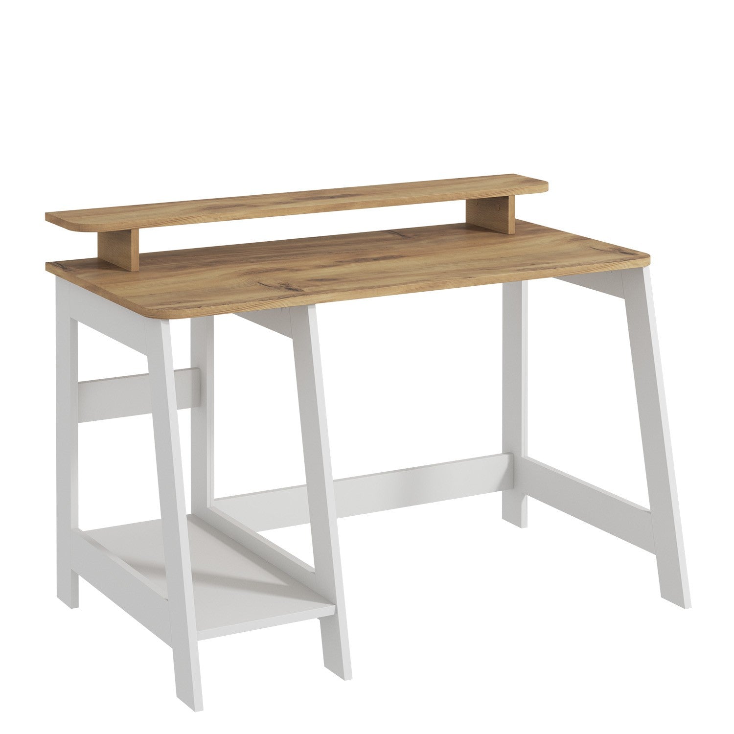 Secretária de Estudo – 120 cm x 73 cm x 60 cm – Branco e Carvalho – Melamina