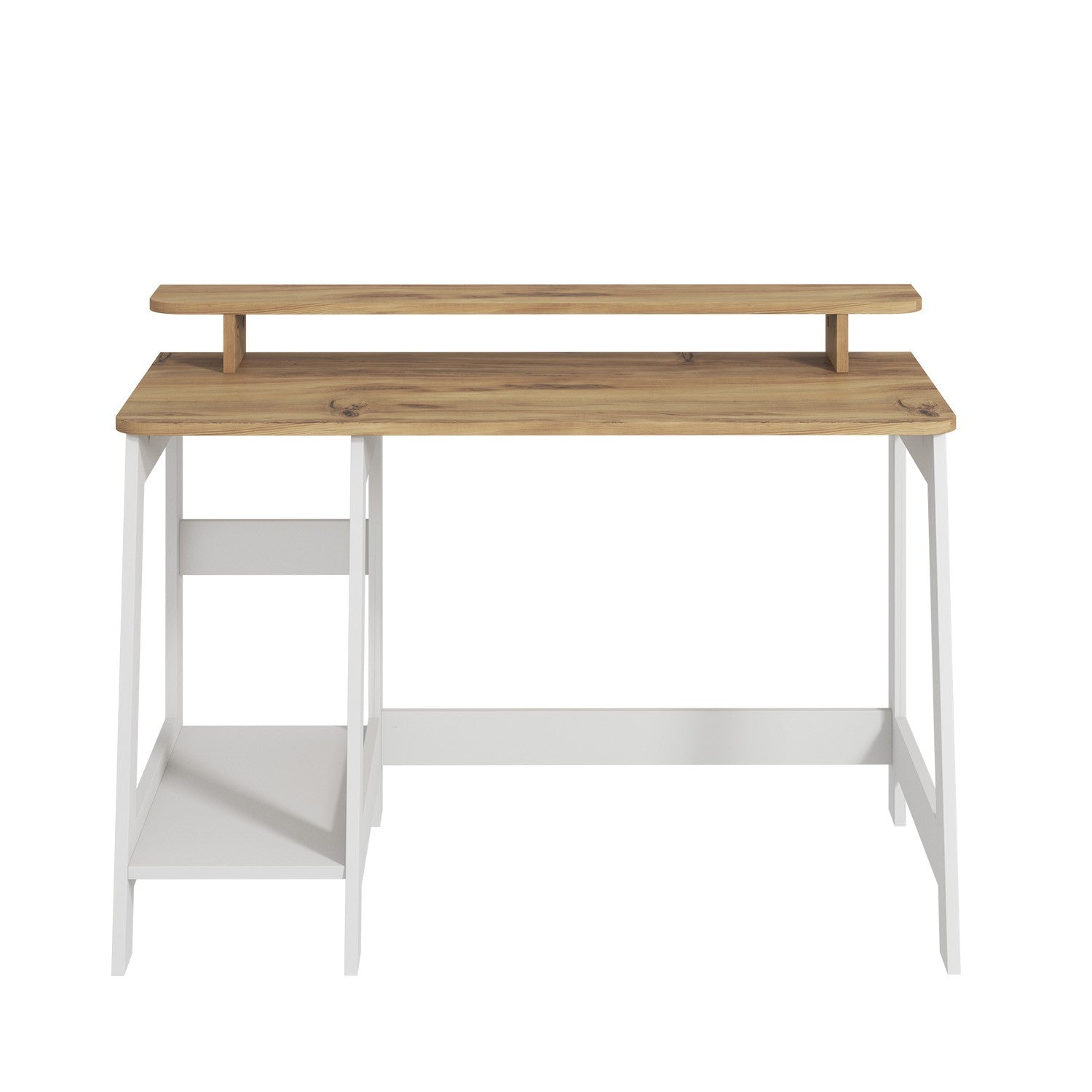 Secretária de Estudo – 120 cm x 73 cm x 60 cm – Branco e Carvalho – Melamina