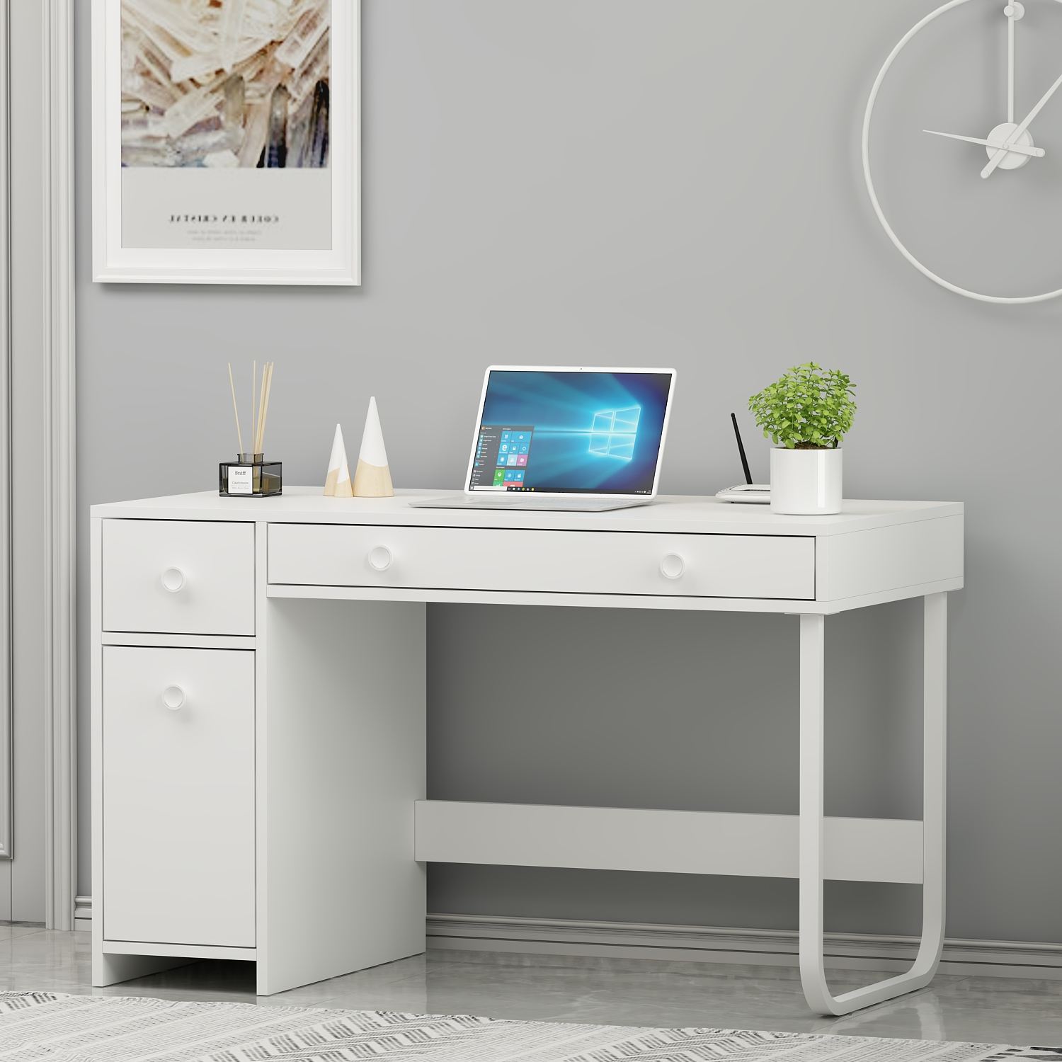 Secretária de Estudo – 120 cm x 73,8 cm x 60 cm – Branca – Painel de partículas