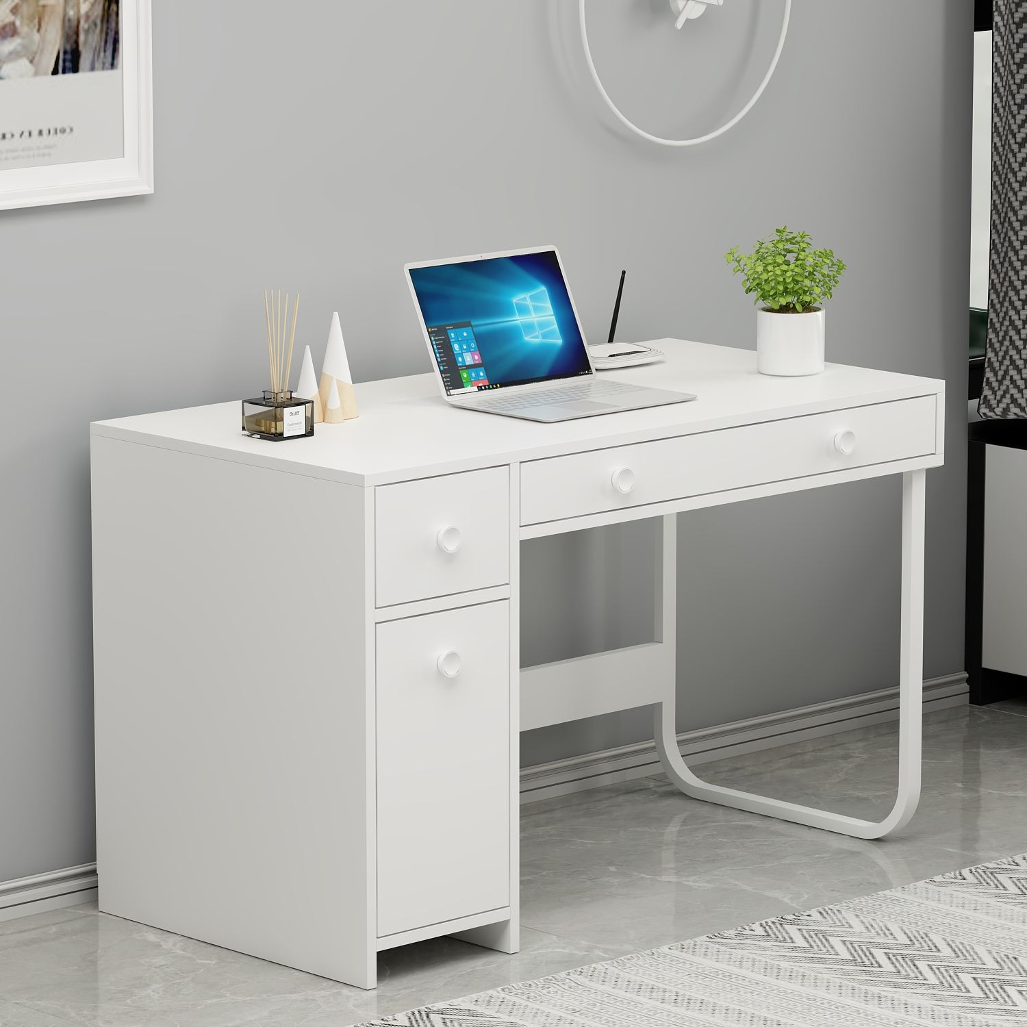 Secretária de Estudo – 120 cm x 73,8 cm x 60 cm – Branca – Painel de partículas
