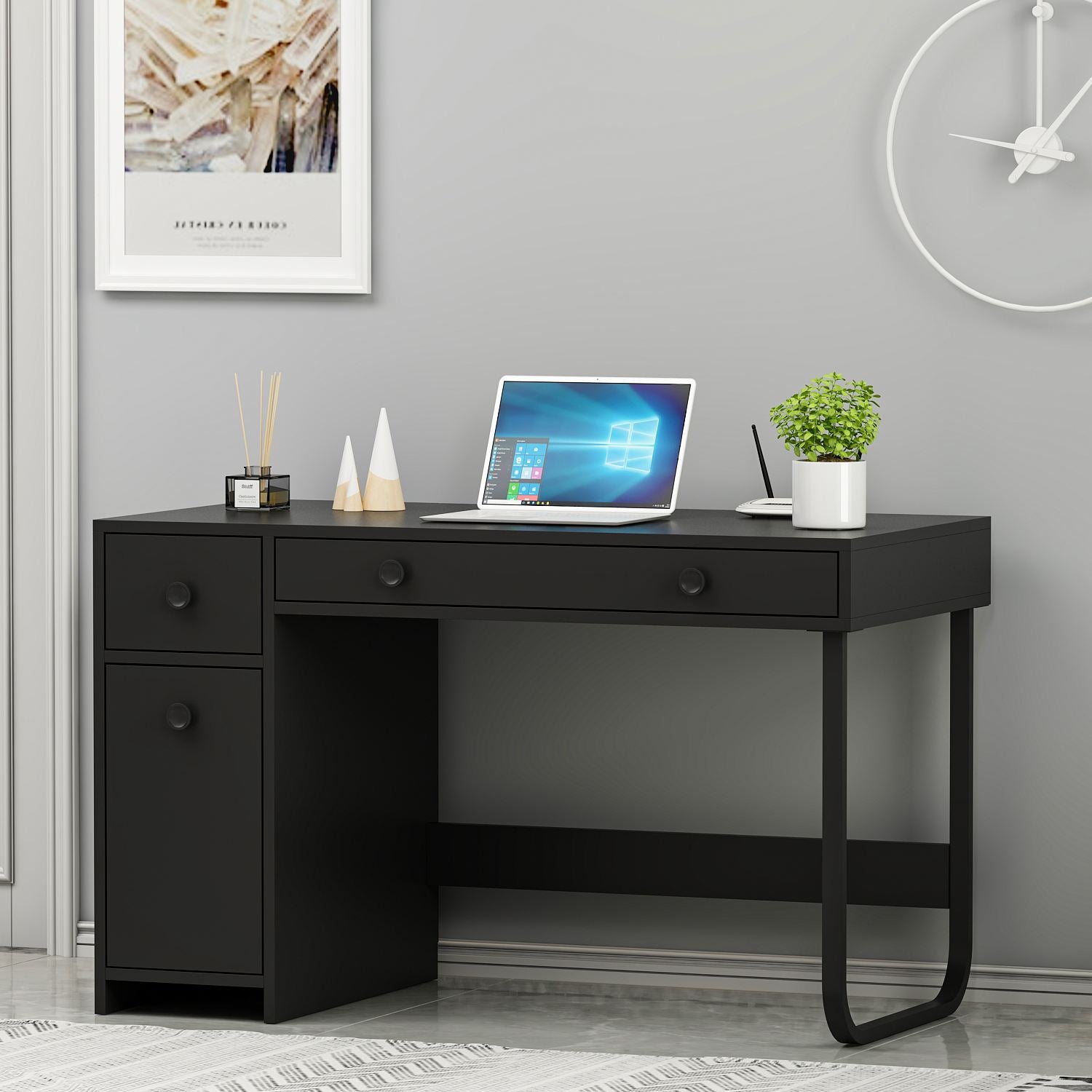 Secretária de Estudo – 120 cm x 60 cm – Preto – MDF revestido de melamina