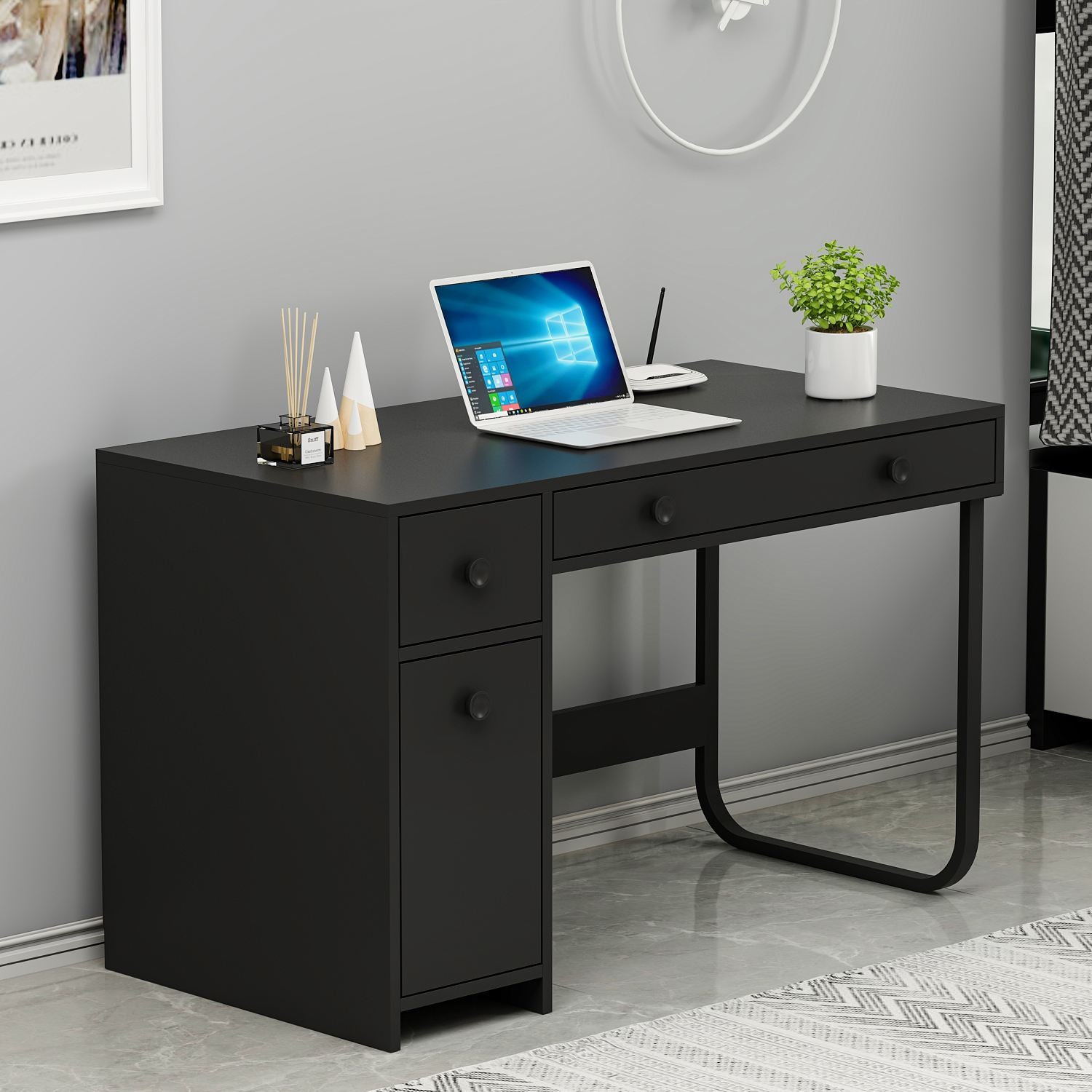 Secretária de Estudo – 120 cm x 60 cm – Preto – MDF revestido de melamina