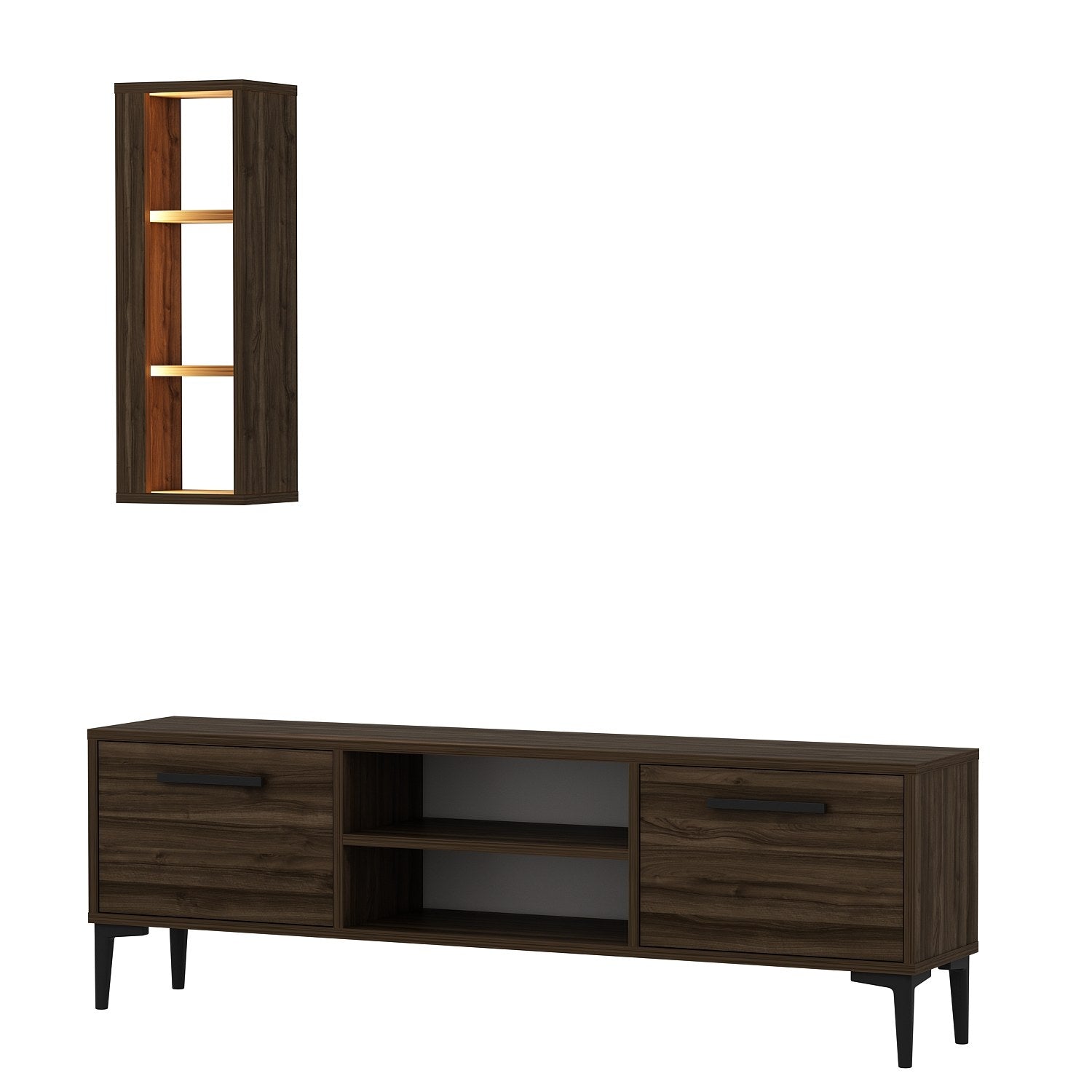 Móvel de TV – 150 cm x 48 cm x 29,6 cm – nogueira – melamina