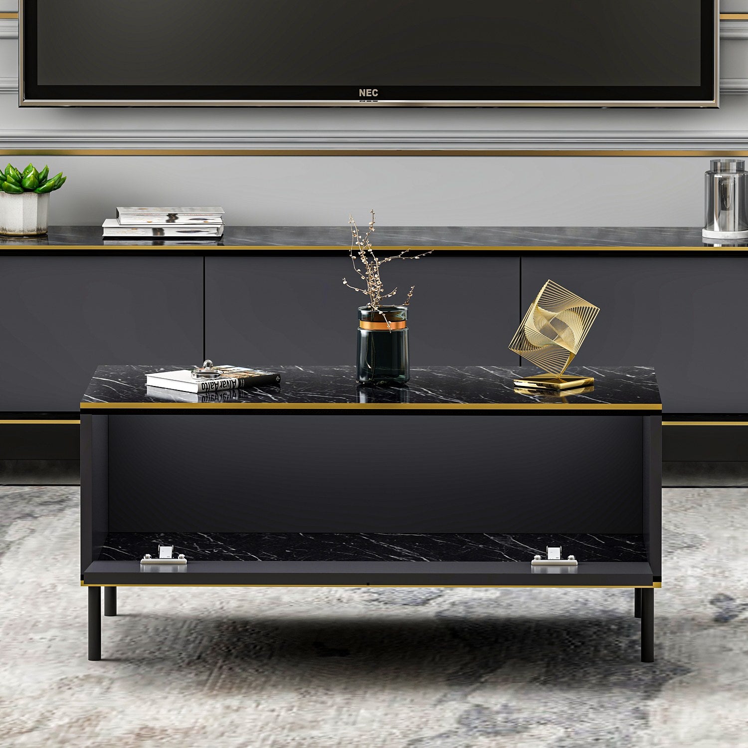 Mesa de Centro Elegante em Antracite, 90 x 40 x 45 cm | Painel de Partículas 100% Revestido em Melamina, 18 mm de Espessura | Perfeita para Salas de Estar e Espaços Modernos