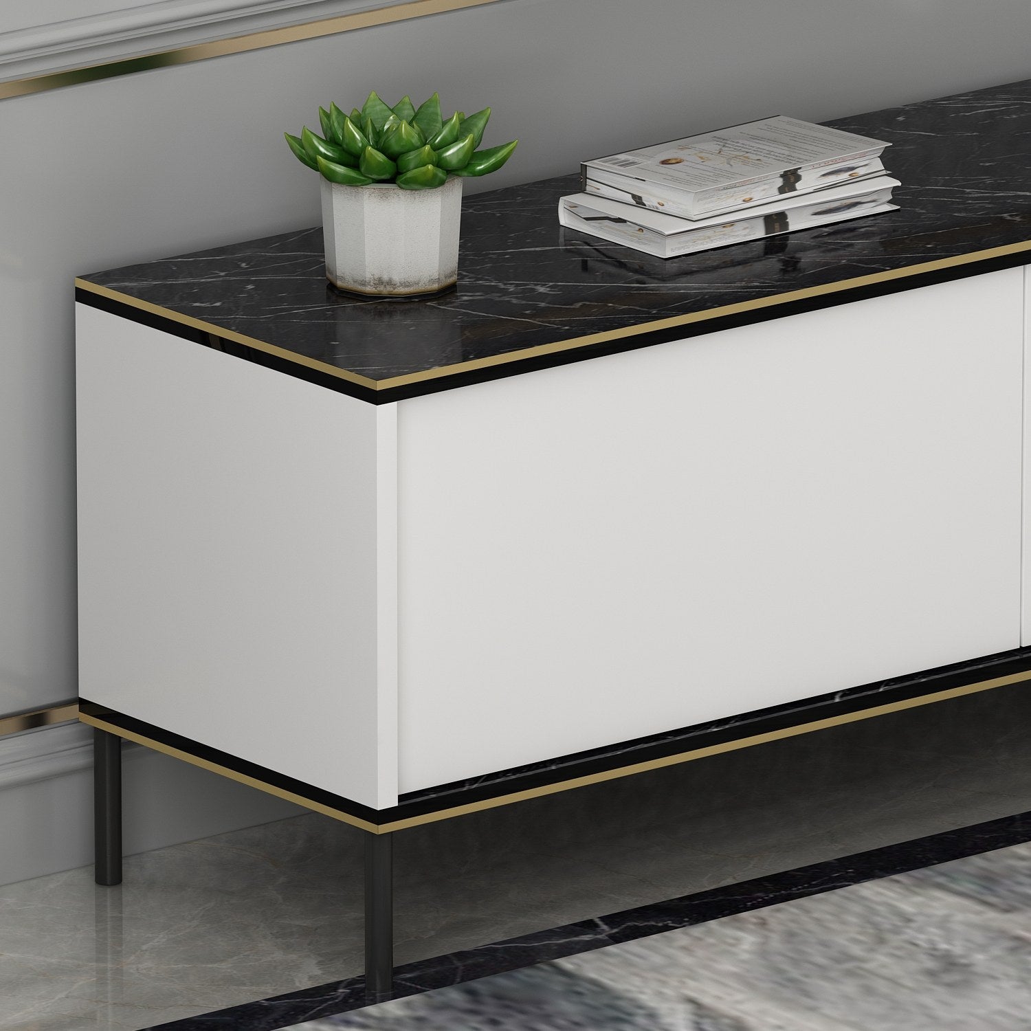 Móvel de TV – 180cm x 45.2cm x 35cm – Branco – Painel de partículas revestido a melamina