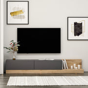 Móvel de TV – 180 x 30 x 37 cm – Antracite e Nogueira – Painéis de partículas revestidos a melamina