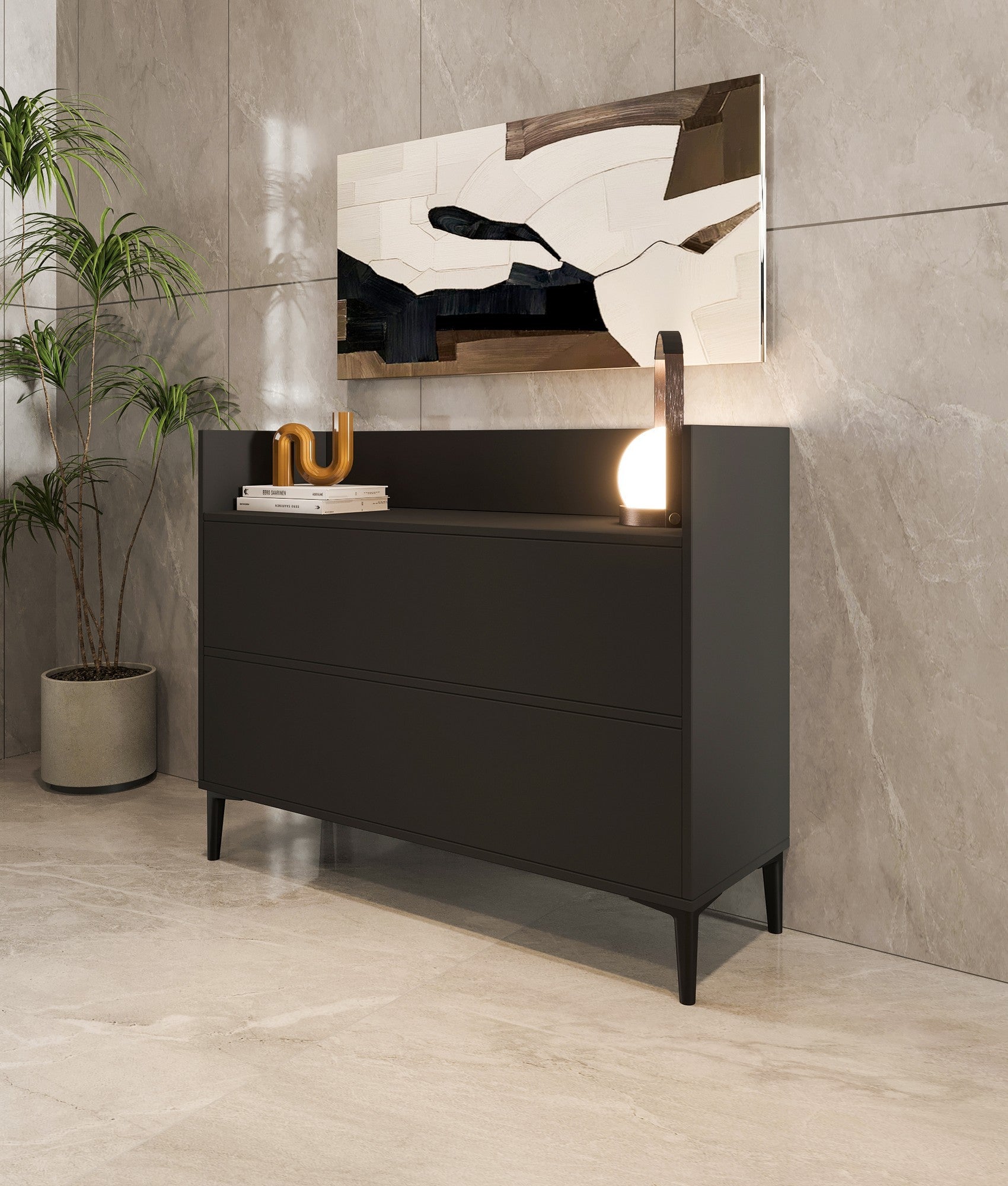 Armário multifunções – 110 cm x 85 cm x 35 cm – Antracite – Painel de partículas revestido a melamina