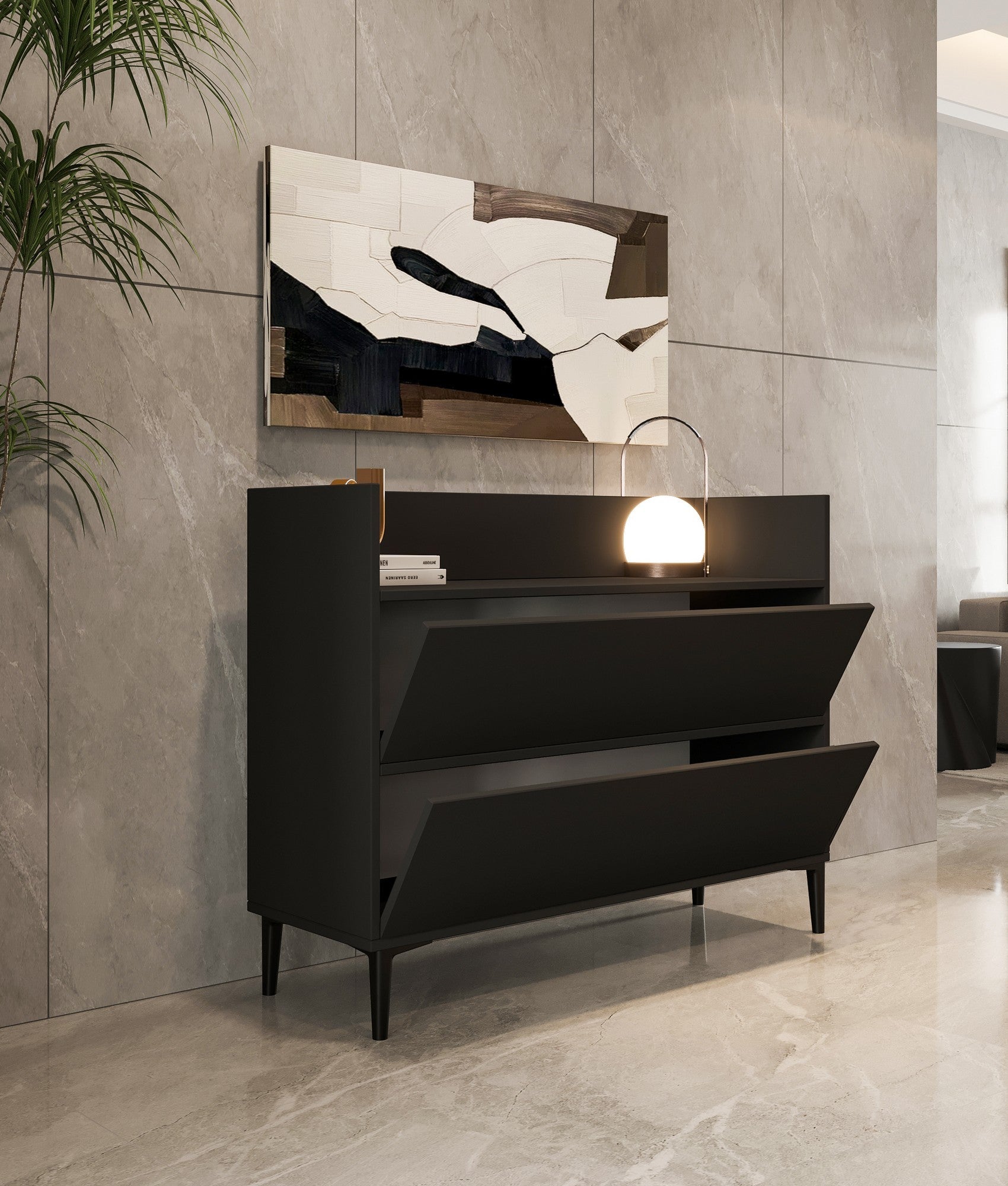 Armário multifunções – 110 cm x 85 cm x 35 cm – Antracite – Painel de partículas revestido a melamina