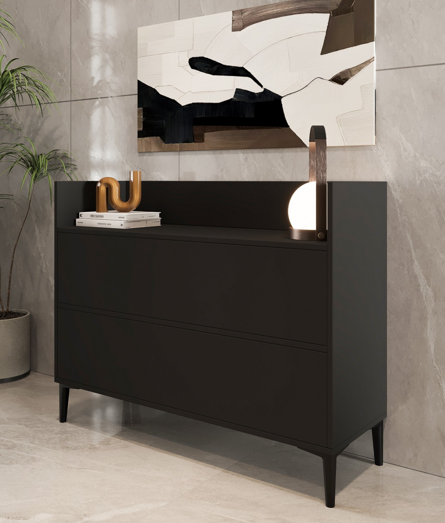 Armário multifunções – 110 cm x 85 cm x 35 cm – Antracite – Painel de partículas revestido a melamina