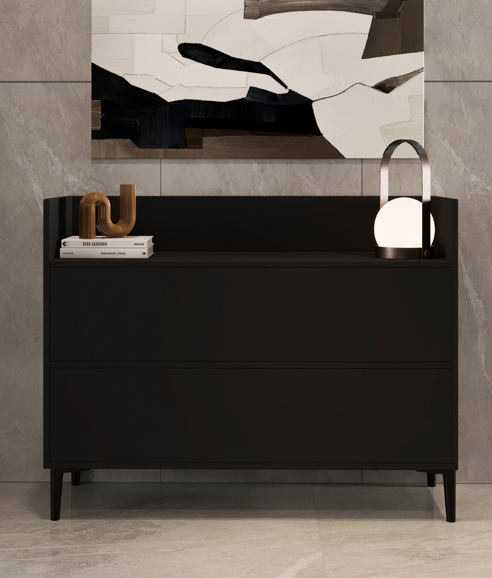 Armário multifunções – 110 cm x 85 cm x 35 cm – Antracite – Painel de partículas revestido a melamina