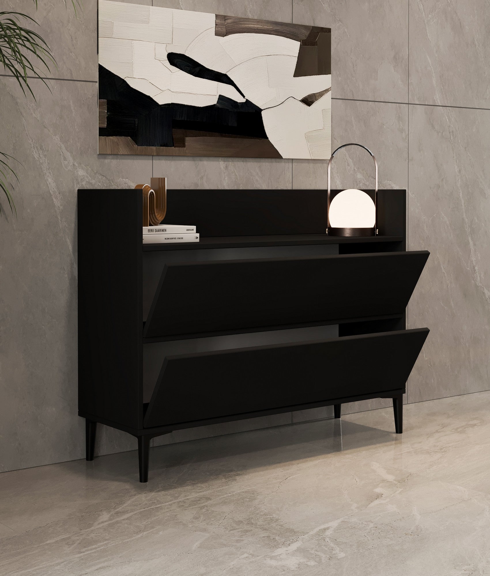 Armário multifunções – 110 cm x 85 cm x 35 cm – Antracite – Painel de partículas revestido a melamina