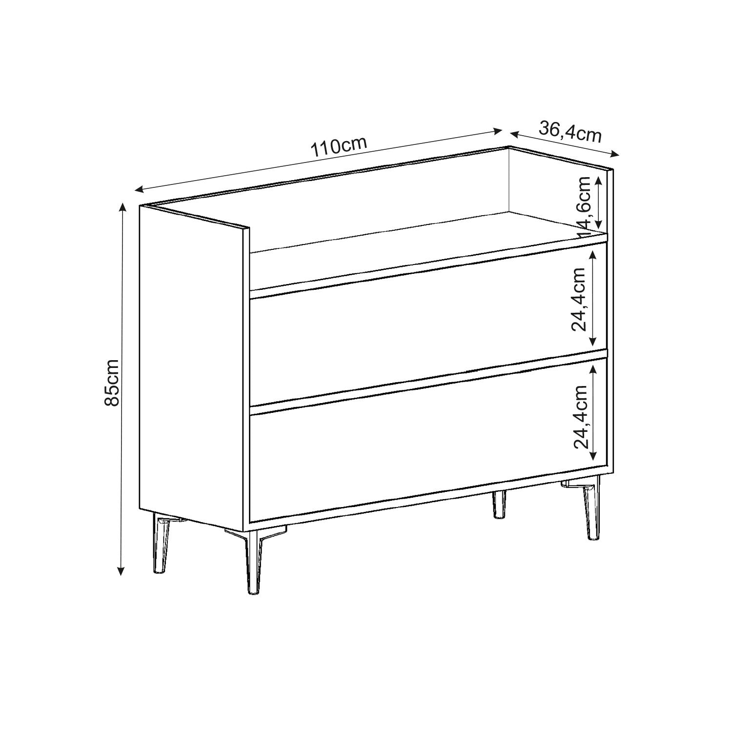 Armário multifunções – 110 cm x 85 cm x 35 cm – Antracite – Painel de partículas revestido a melamina