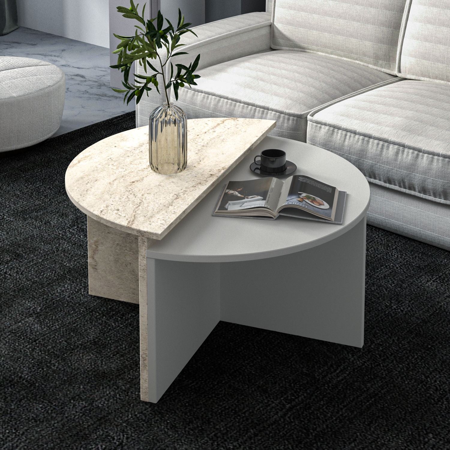 Mesa de Centro-Dolunay-Cinza
Travertino