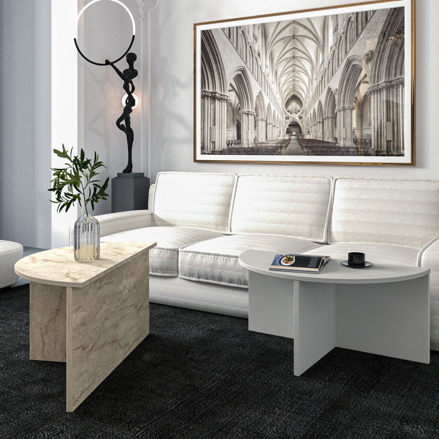 Mesa de Centro-Dolunay-Cinza
Travertino