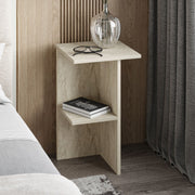 Mesa de Cabeceira Elegante, Cor Travertino, 36 x 60 x 36 cm | Painel de Partículas 100% Revestido em Melamina, 18 mm de Espessura | Perfeito para Quartos e Salas de Estar Modernos