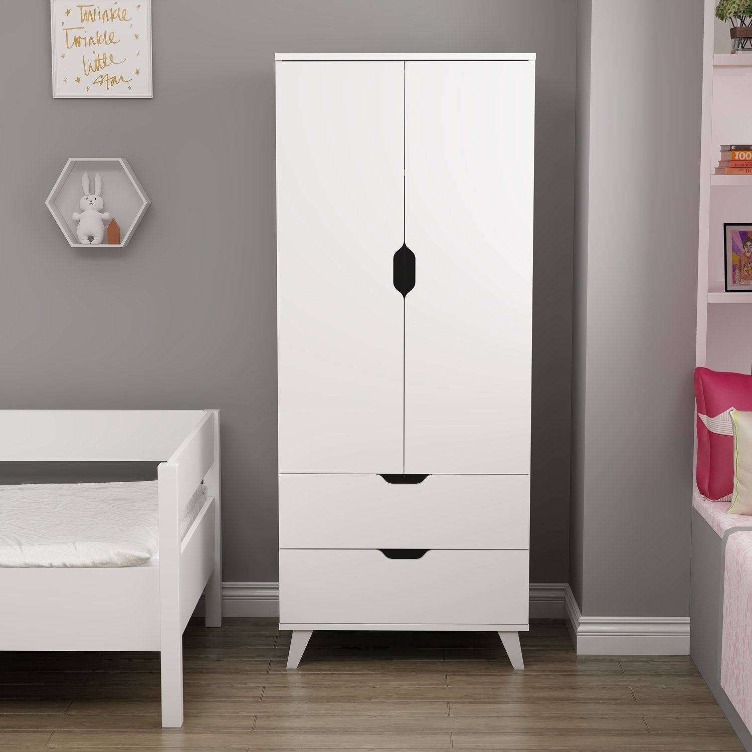 Guarda-roupa – 72cm x 176cm x 47cm – Branco – Painéis de partículas revestidos a melamina