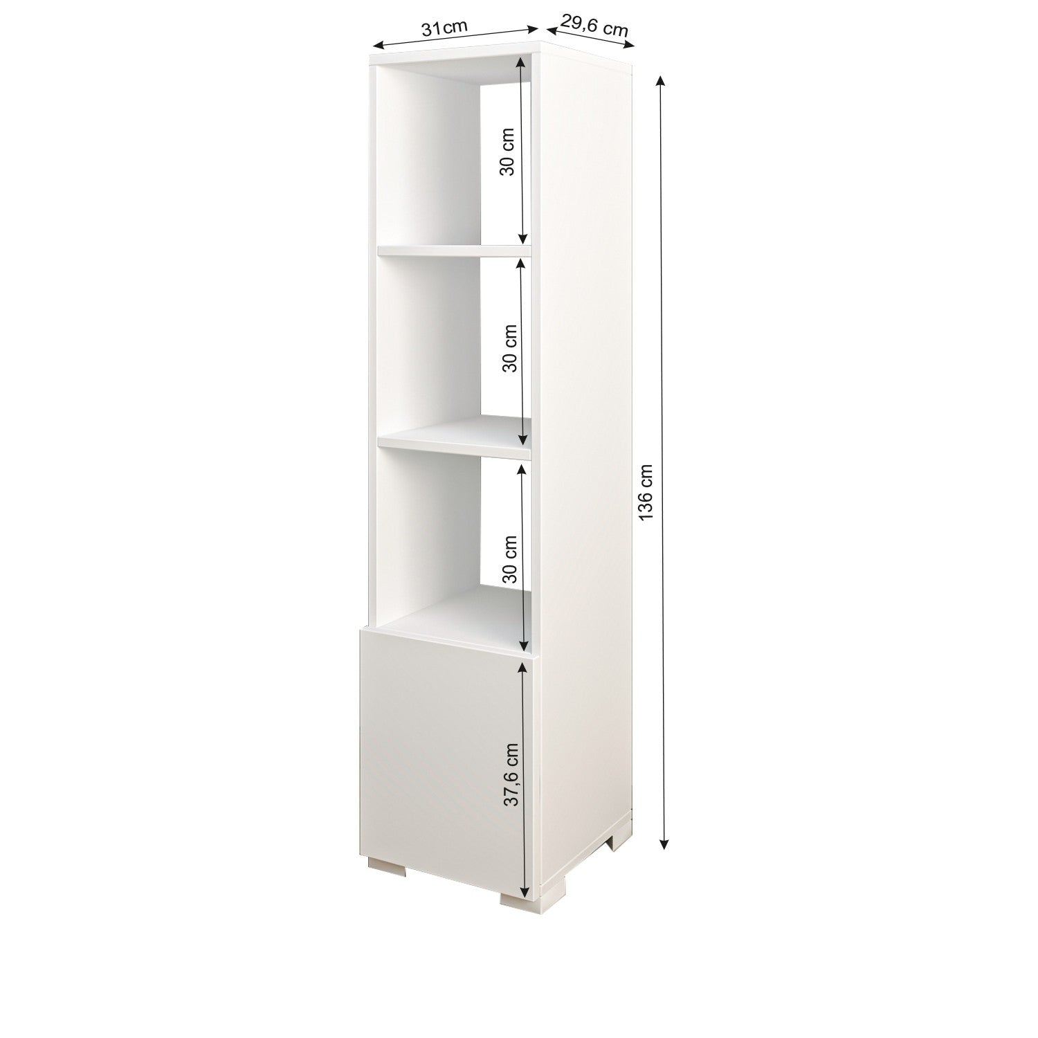 Estante de livros – 136 cm x 31 cm x 29,6 cm – Branco – Painel de partículas revestido a melamina