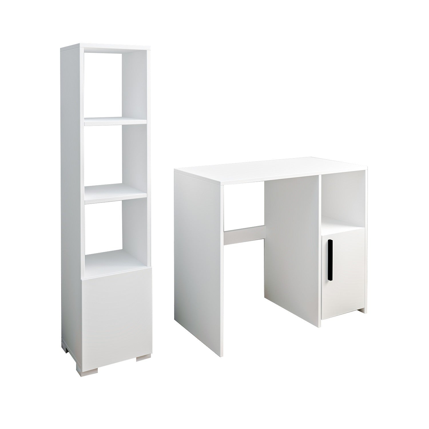 Secretária e Estante de Estudo – 90cm x 45cm x 77.8cm – Branco – Painel de Partículas
