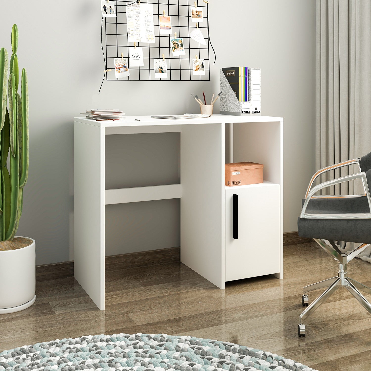 Secretária de Estudo – 90 cm x 77,8 cm x 45 cm – Branco – Painéis de partículas revestidos a melamina