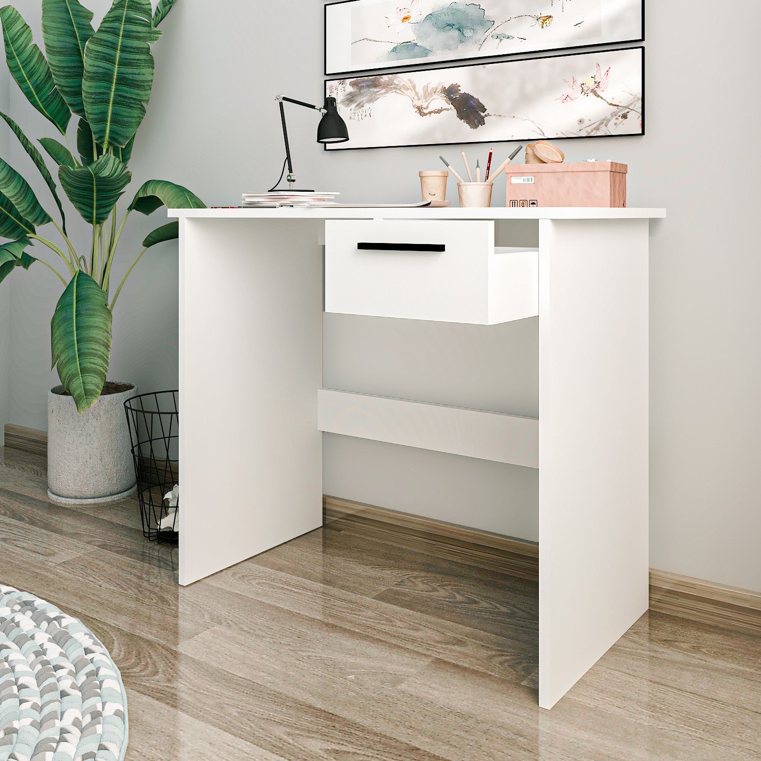 Secretária de Estudo – 90 cm x 77,8 cm x 45 cm – Branco – 100% painéis de partículas revestidos a melamina