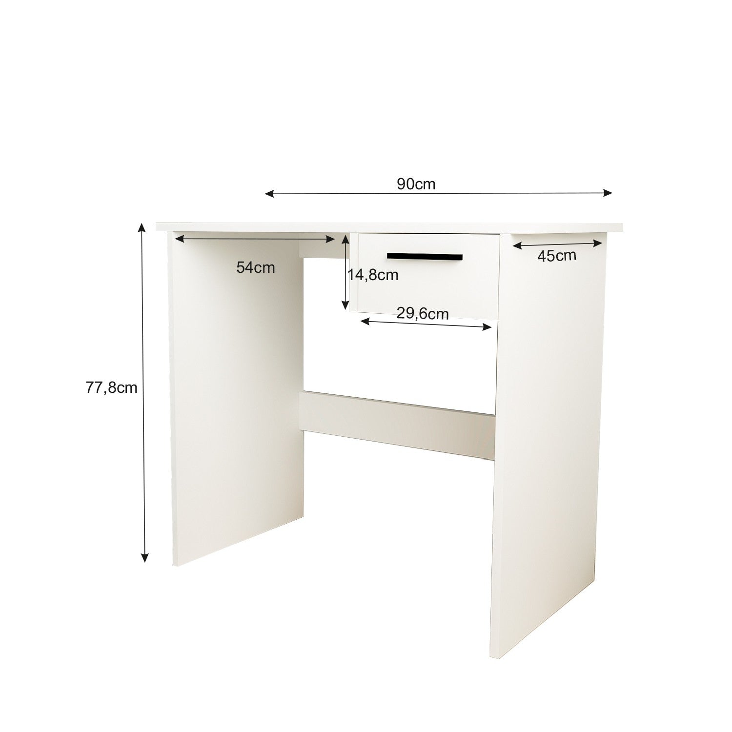Secretária de Estudo – 90 cm x 77,8 cm x 45 cm – Branco – 100% painéis de partículas revestidos a melamina