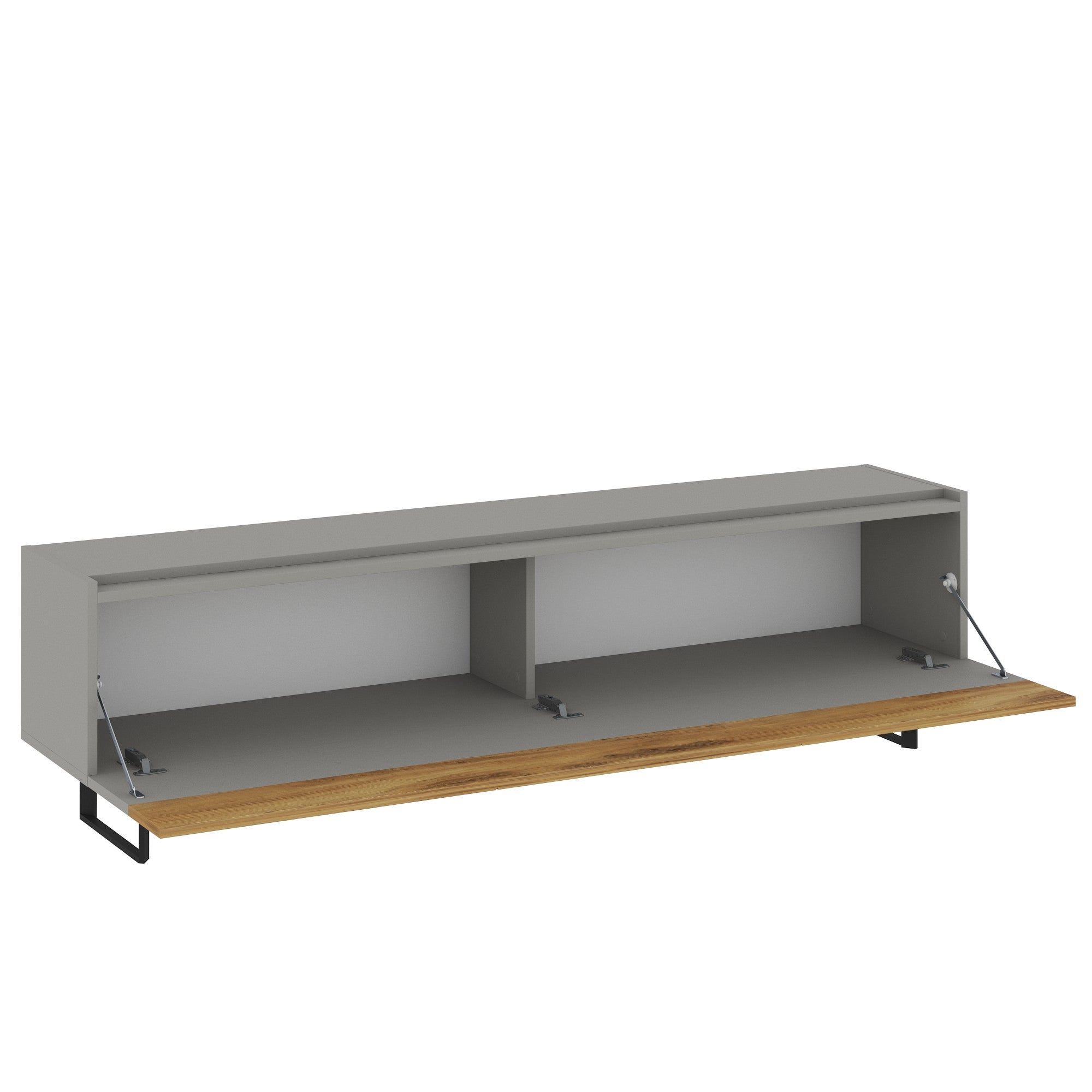 Móvel de TV – 180 cm x 49 cm x 37 cm – Cinza e Carvalho – Painéis de partículas revestidos a melamina