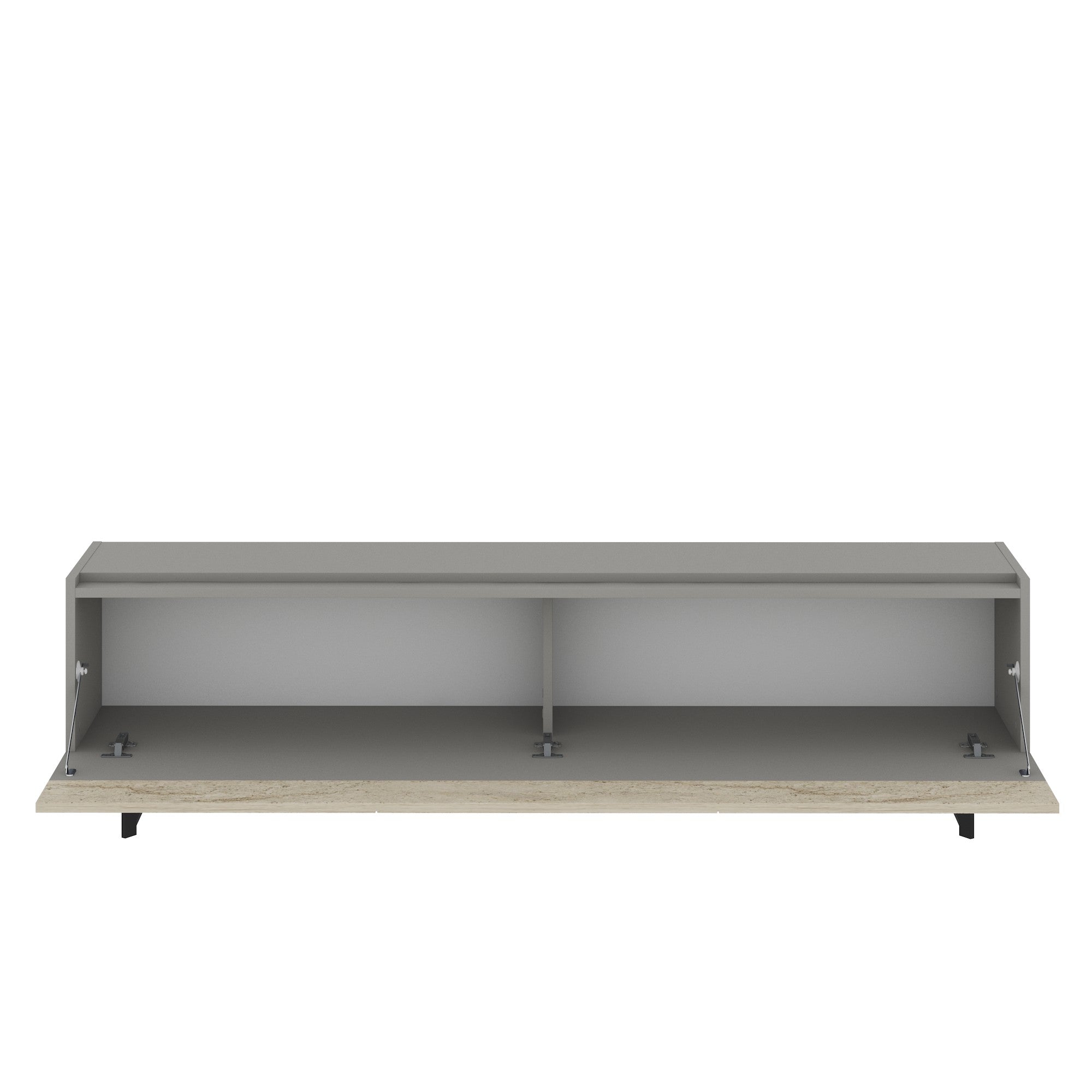 Móvel de TV – 180 cm x 49 cm x 37 cm – Cinzento e Travertino – Painéis de partículas revestidos a melamina