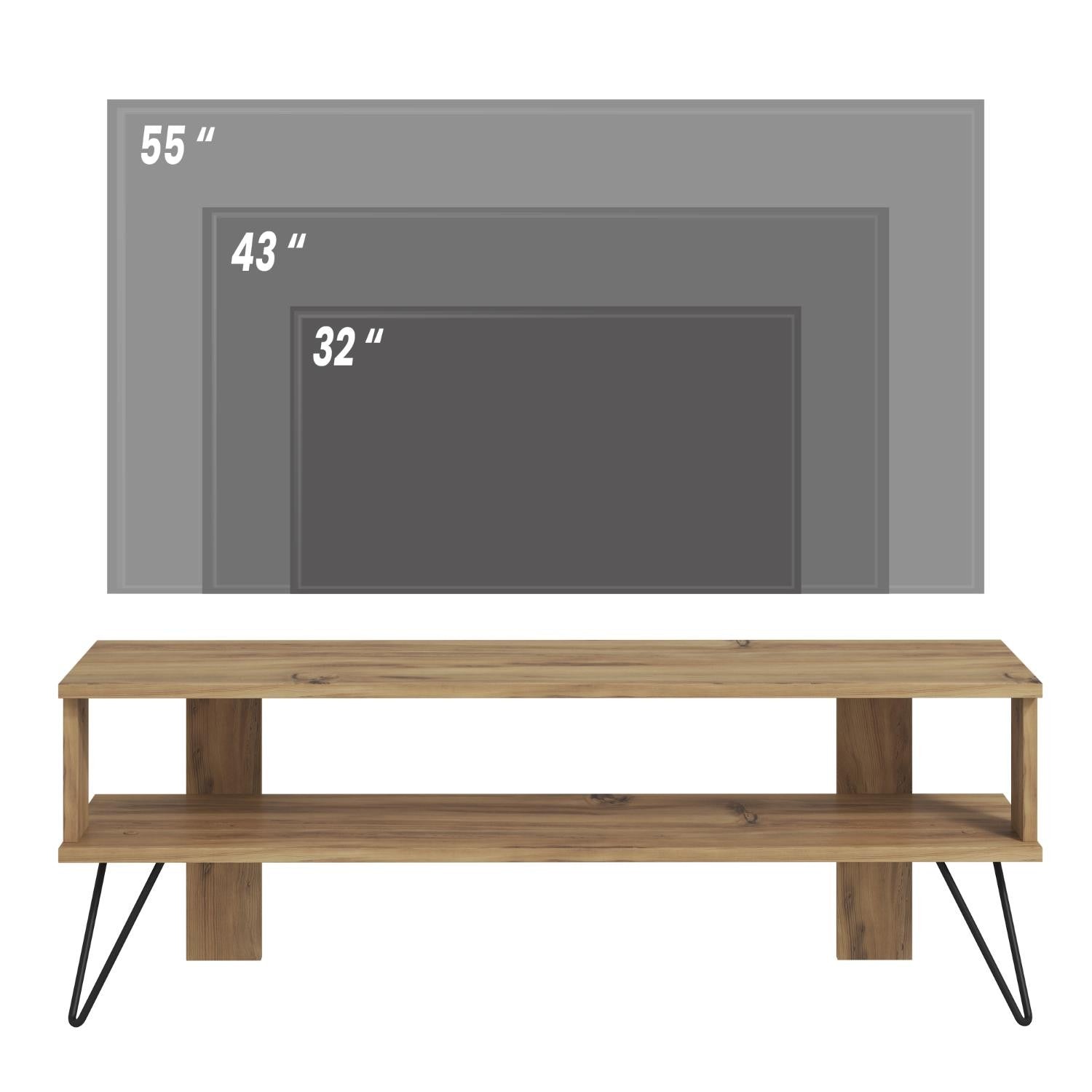 Móvel de TV – 120 cm x 42 cm x 35 cm – Carvalho – Painel de partículas revestido a melamina