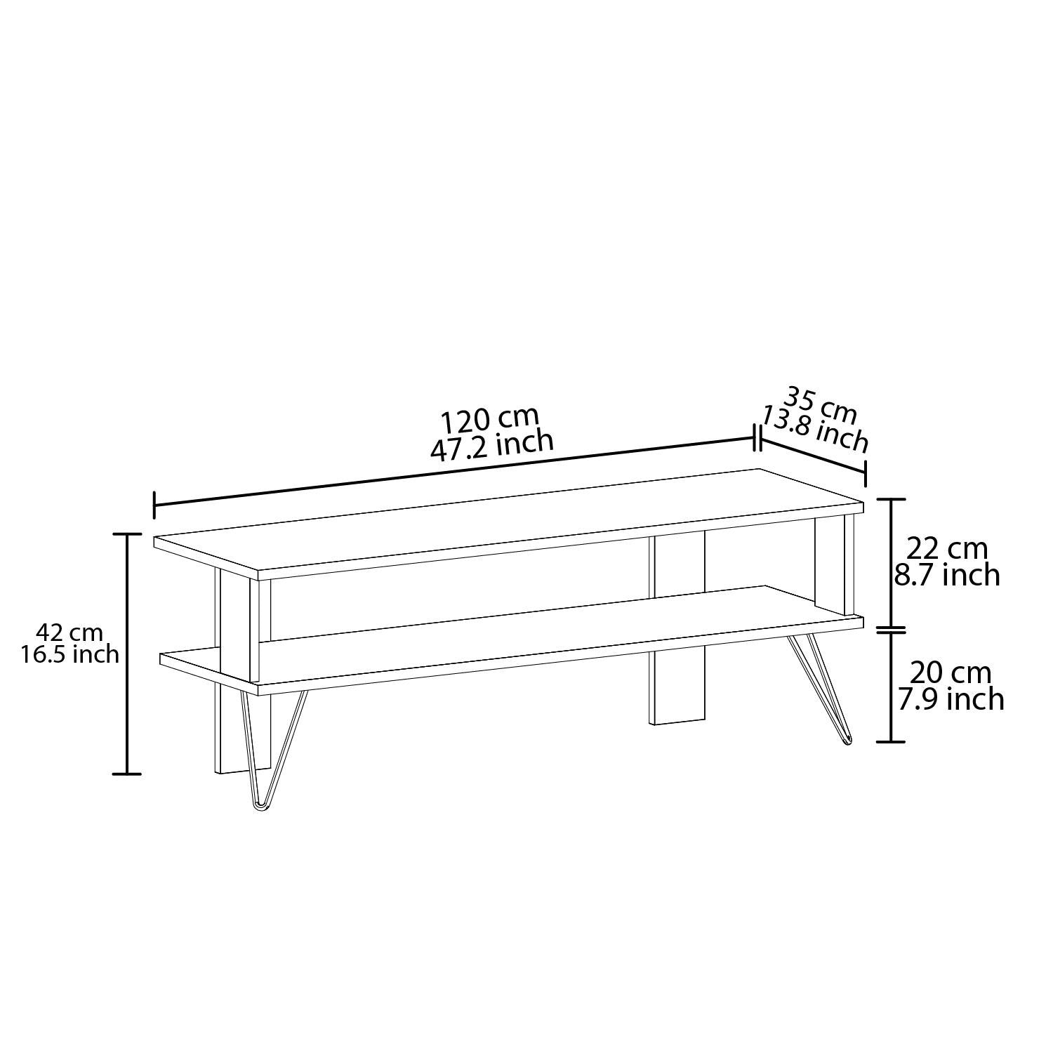 Móvel de TV – 120cm x 42cm x 35cm – Cinza – Painel de partículas revestido a melamina