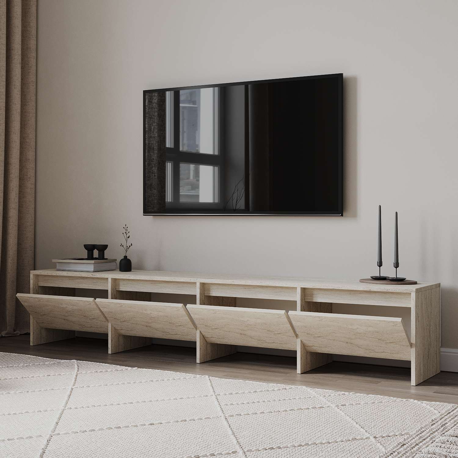 Móvel de TV – 180cm – Travertino – MDF