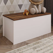 Baú – 90 cm x 45,5 cm x 45 cm – Branco e Nogueira – MDF