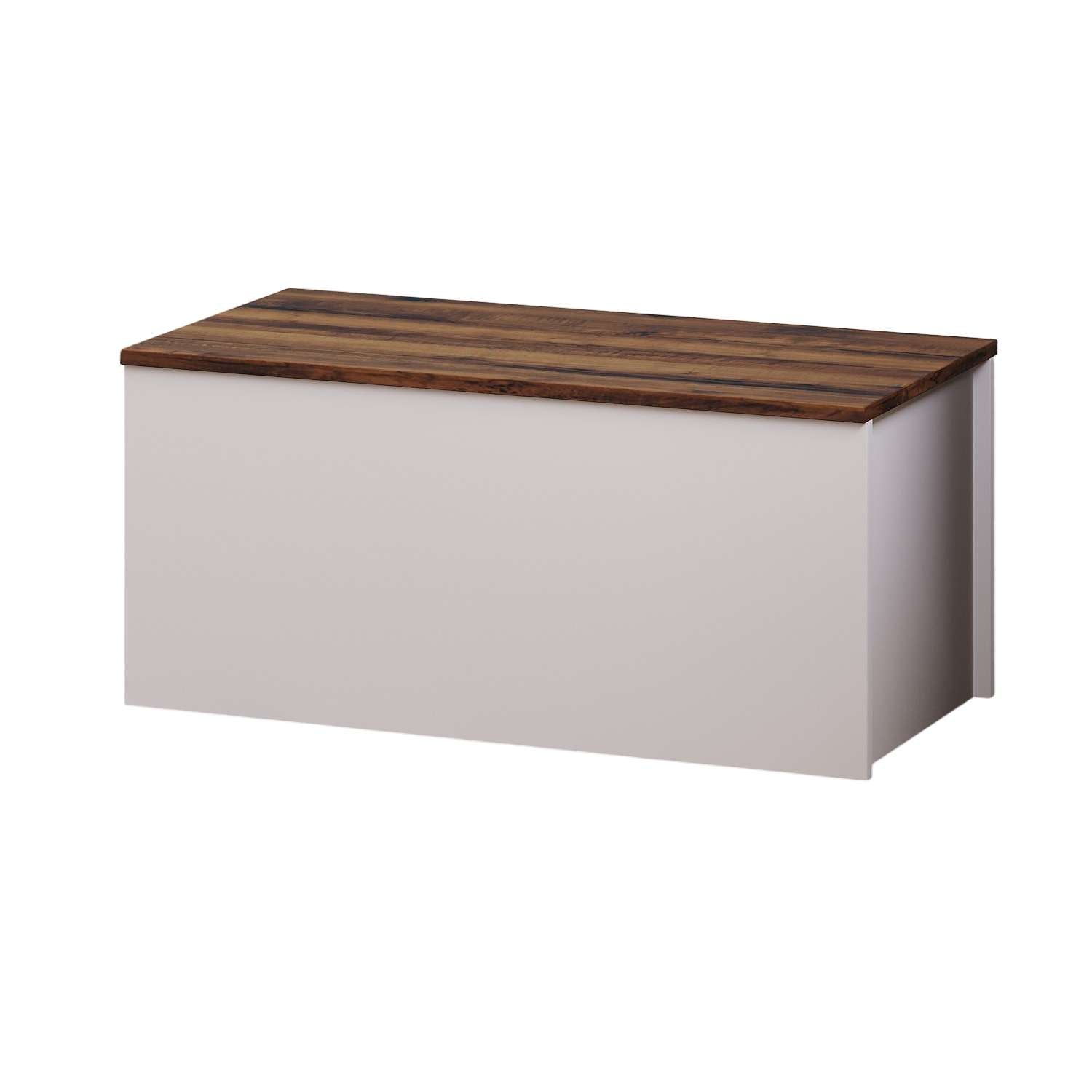 Baú – 90 cm x 45,5 cm x 45 cm – Branco e Nogueira – MDF