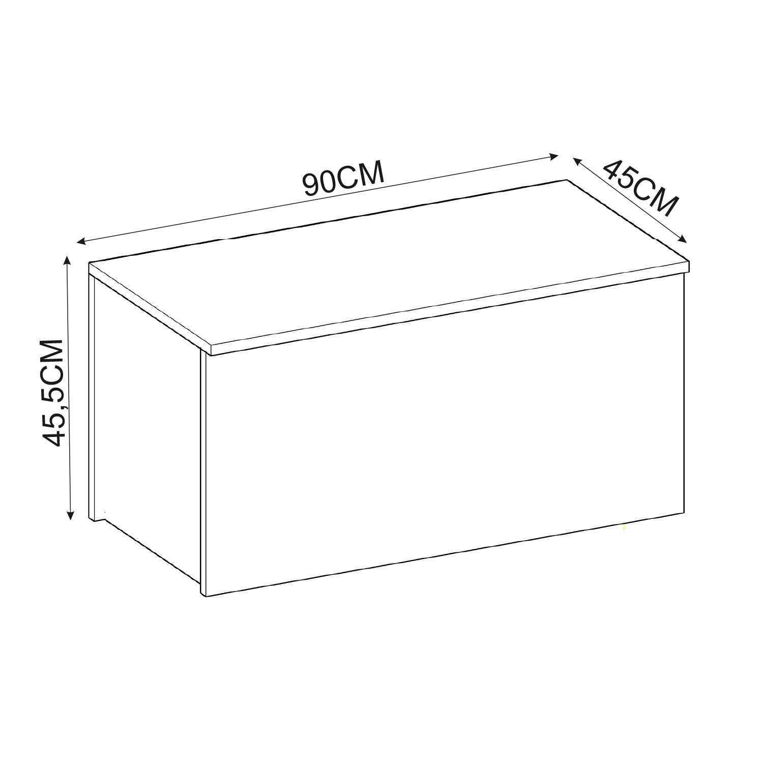 Baú – 90 cm x 45,5 cm x 45 cm – Branco e Nogueira – MDF