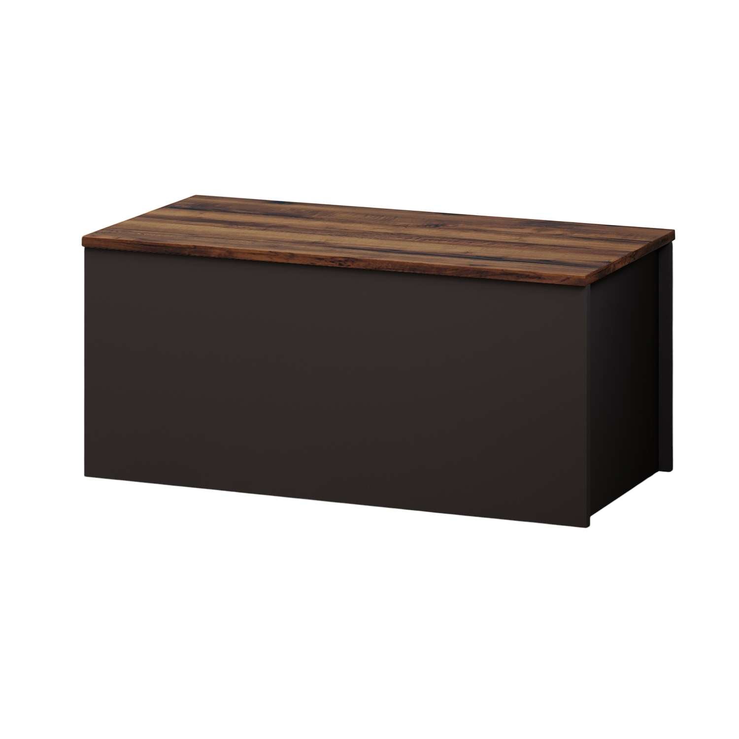Baú – 90 cm x 45,5 cm x 45 cm – Antracite e Nogueira – Aglomerado