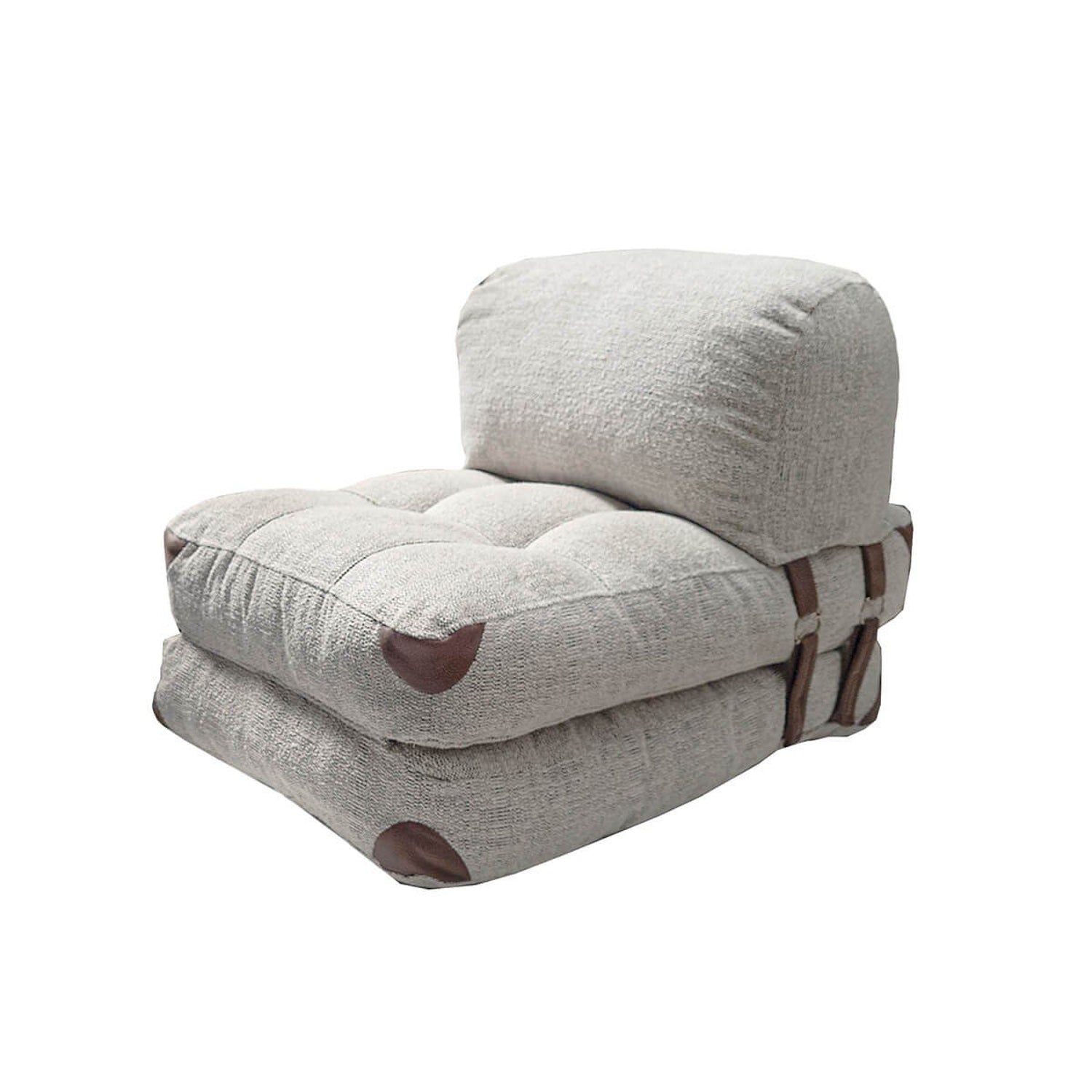 Sofá-cama elegante de 1 lugar, tecido Teddy cinza, 80 x 70 x 60 cm | 100% poliéster, altura confortável de 24 cm, transforma-se em cama de 160 cm | Perfeito para espaços pequenos