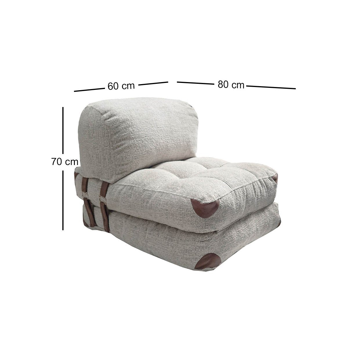 Sofá-cama elegante de 1 lugar, tecido Teddy cinza, 80 x 70 x 60 cm | 100% poliéster, altura confortável de 24 cm, transforma-se em cama de 160 cm | Perfeito para espaços pequenos