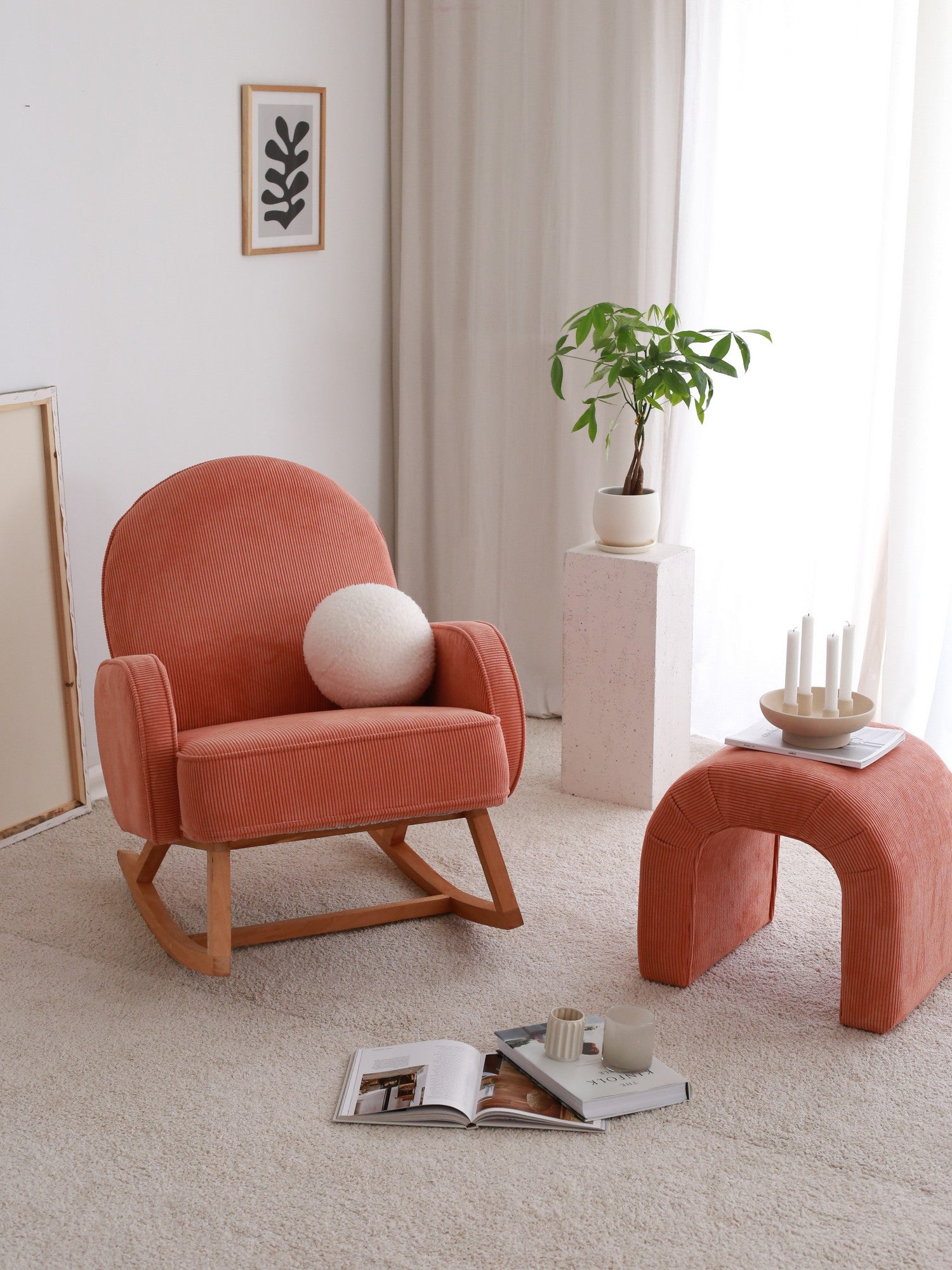 Poltrona Elegante Coral, Veludo Cotelê, 78 x 91 x 75 cm | 100% Poliéster, Estrutura em Faia, Pernas de 28 cm | Conforto e Estilo para Sala de Estar e Escritório