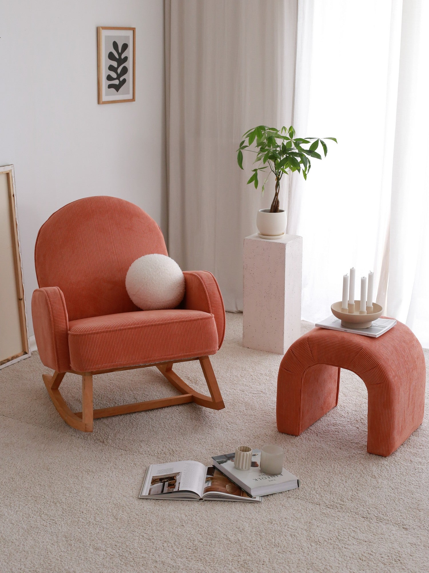 Poltrona Elegante Coral, Veludo Cotelê, 78 x 91 x 75 cm | 100% Poliéster, Estrutura em Faia, Pernas de 28 cm | Conforto e Estilo para Sala de Estar e Escritório