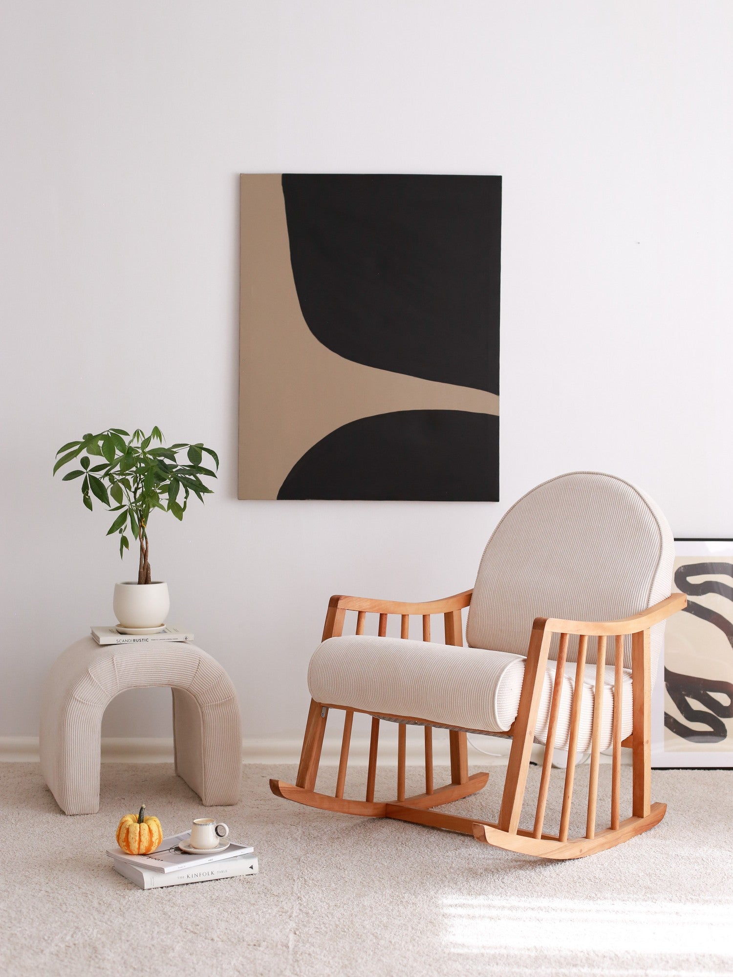 Poltrona Elegante, Veludo Cotelê Branco, 80 x 93 x 68 cm | 100% Poliéster, Estrutura em Faia | Conforto e Estilo para Salas de Estar e Escritórios Modernos