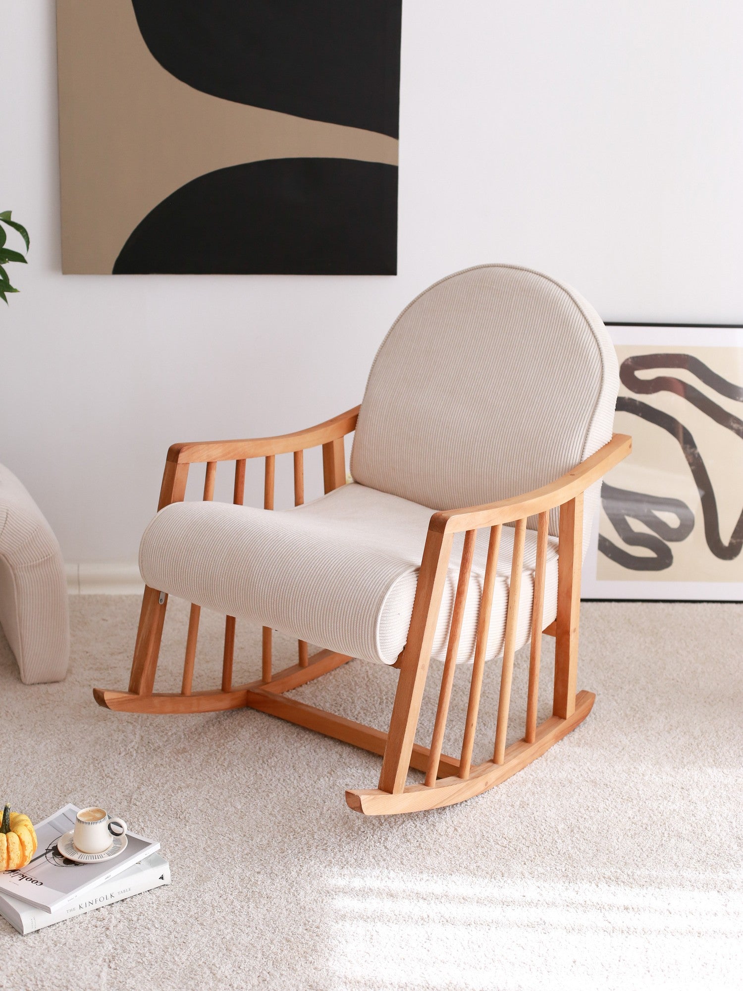 Poltrona Elegante, Veludo Cotelê Branco, 80 x 93 x 68 cm | 100% Poliéster, Estrutura em Faia | Conforto e Estilo para Salas de Estar e Escritórios Modernos