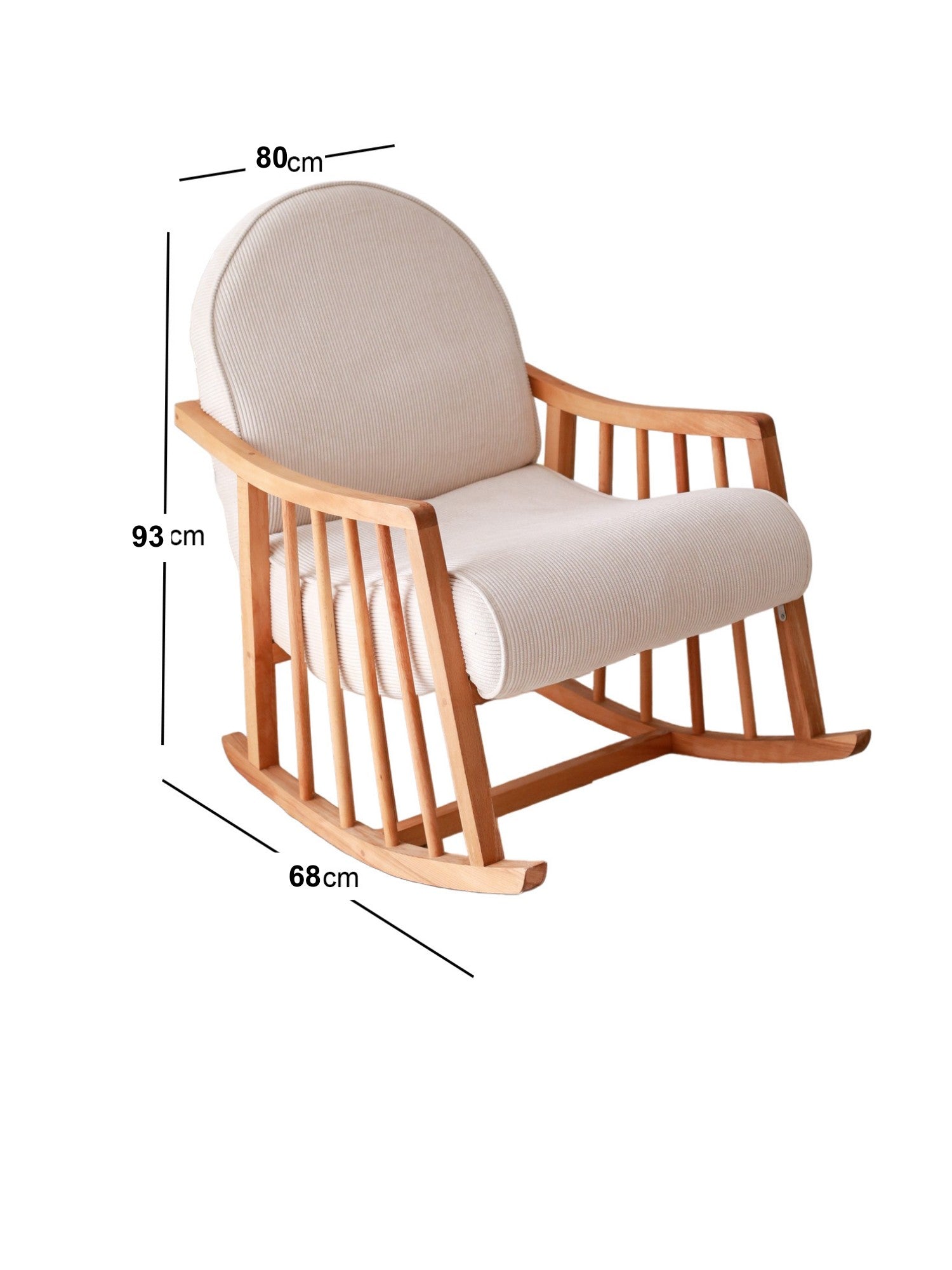 Poltrona Elegante, Veludo Cotelê Branco, 80 x 93 x 68 cm | 100% Poliéster, Estrutura em Faia | Conforto e Estilo para Salas de Estar e Escritórios Modernos